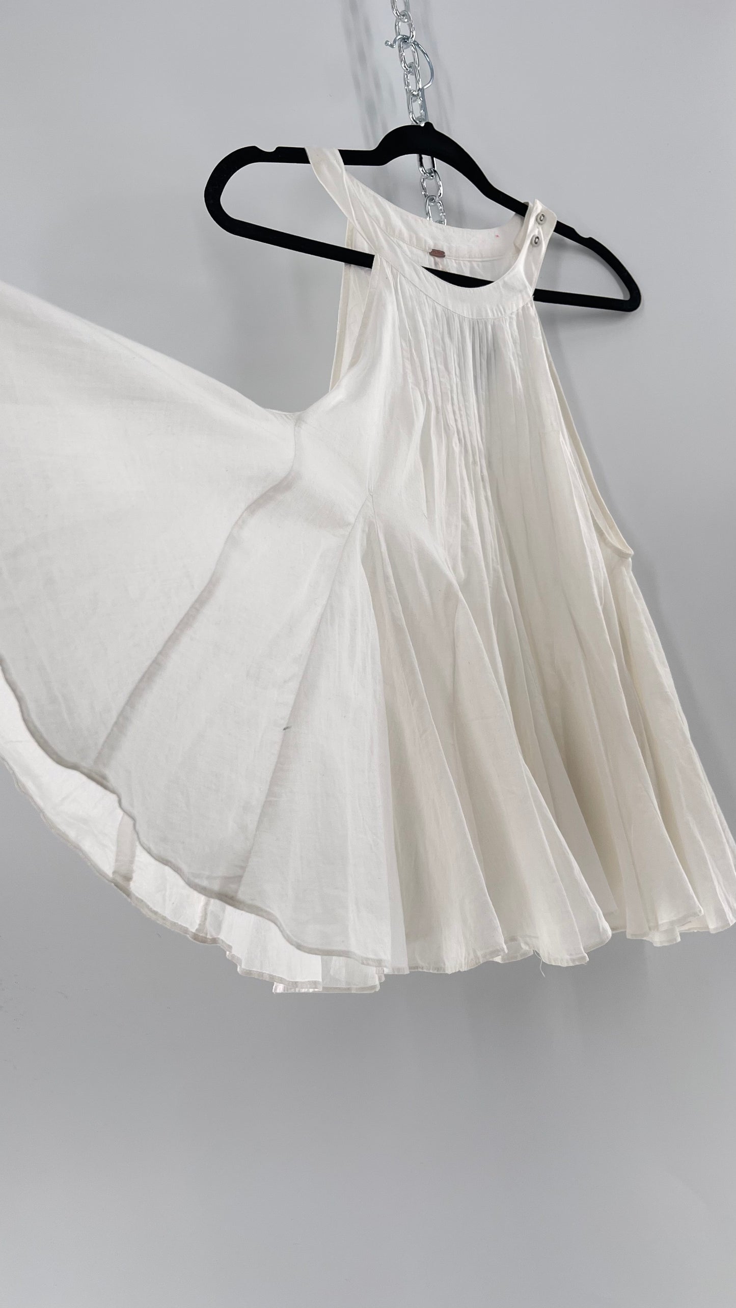 Free People White Pleated Tank (Medium)