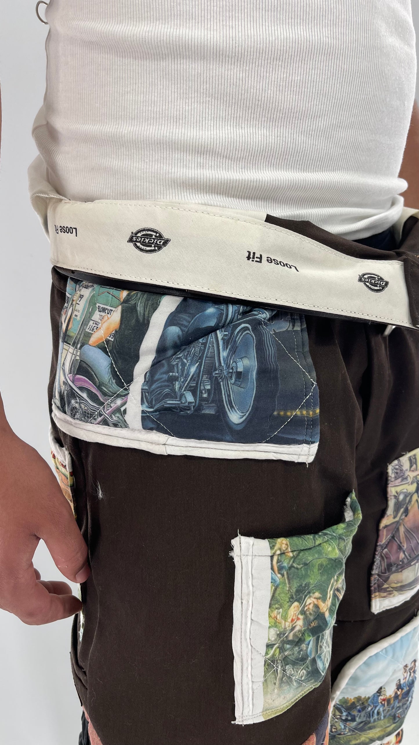 Custom - Handmade Reworked Dickies with Quilted Moto Pattern