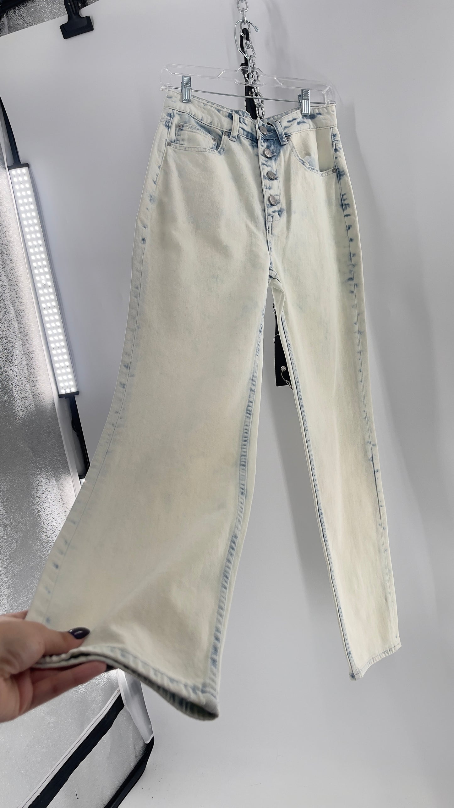 Free People X ZEEGEEWHY Acid Wash Straight Leg Jeans (27)