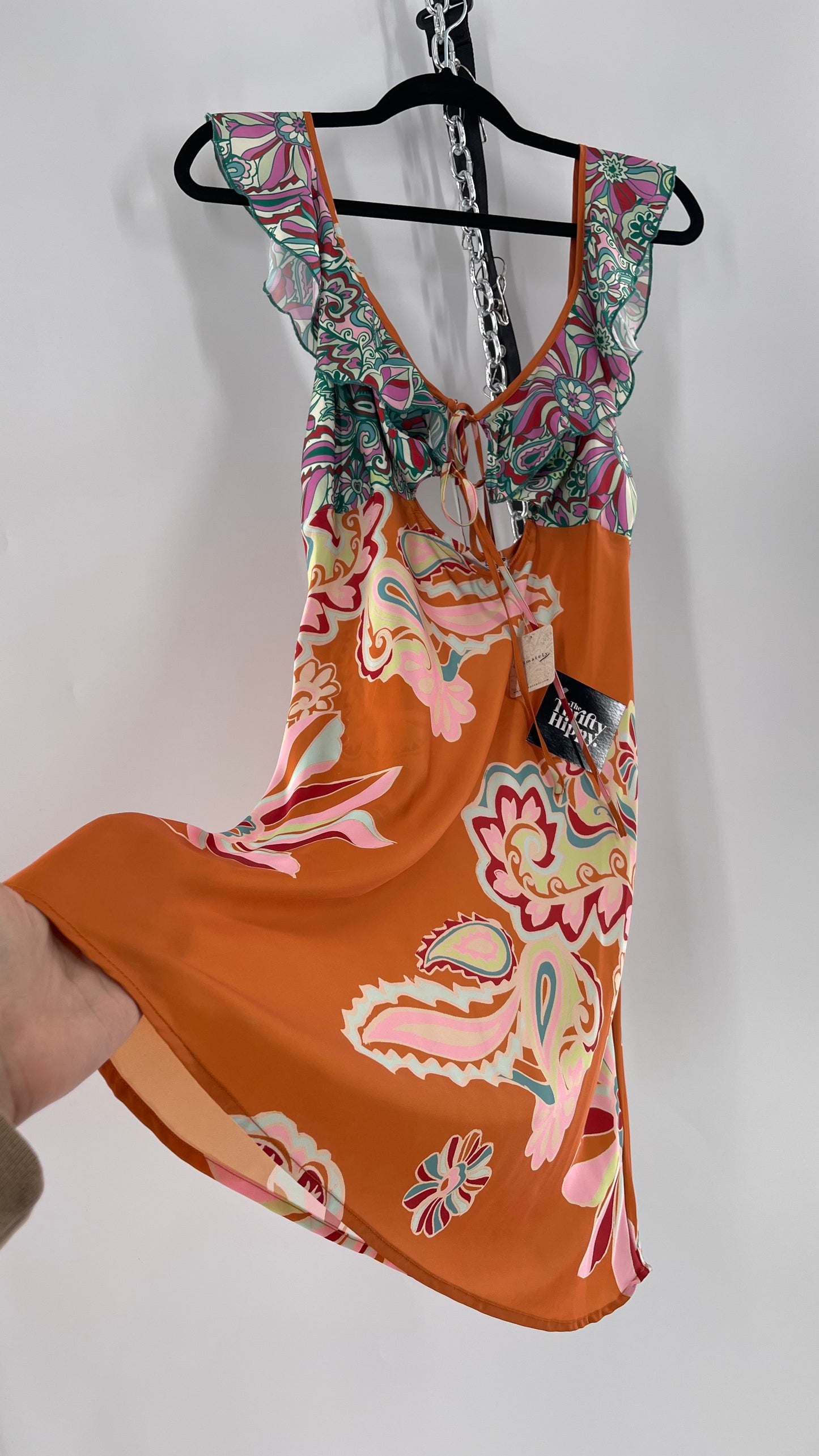 Intimately Free People Funky Patterned Slip Mini Dress (Large)