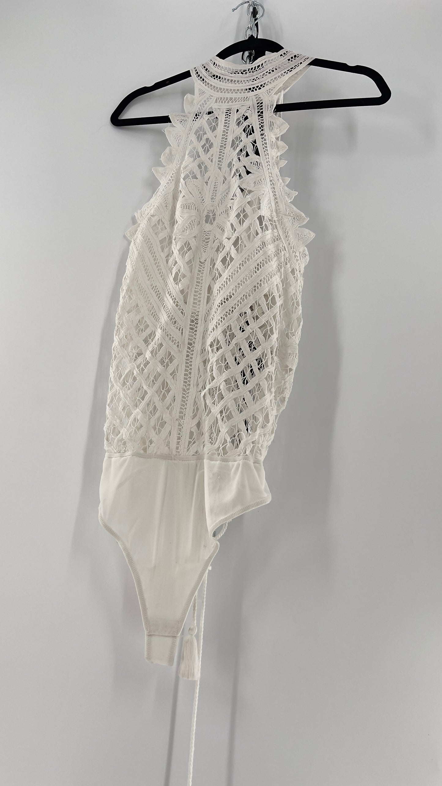 Intimately Free People Be My Battenburg White Lace Halter Bodysuit (XL)