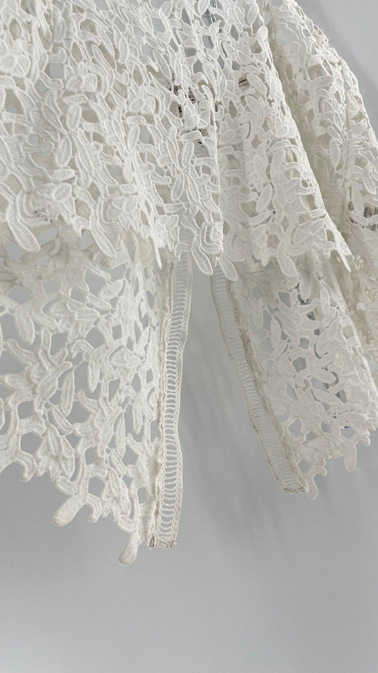 Anthropologie Ne Quittez Pas White Lace Tank with Open Back (Large)