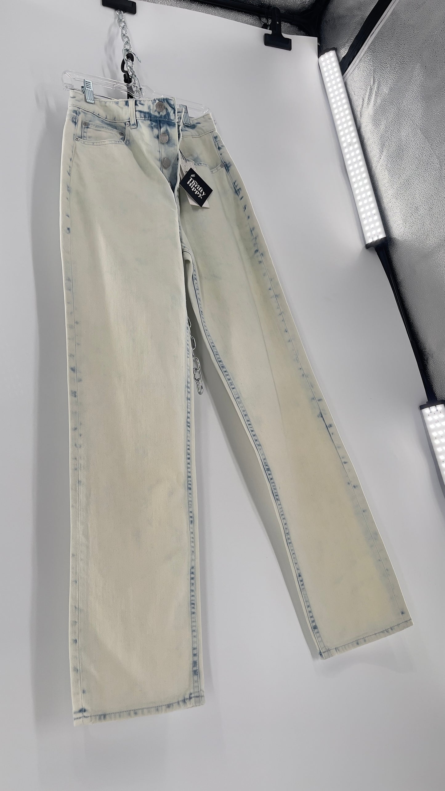 Free People X ZEEGEEWHY Acid Wash Straight Leg Jeans (27)