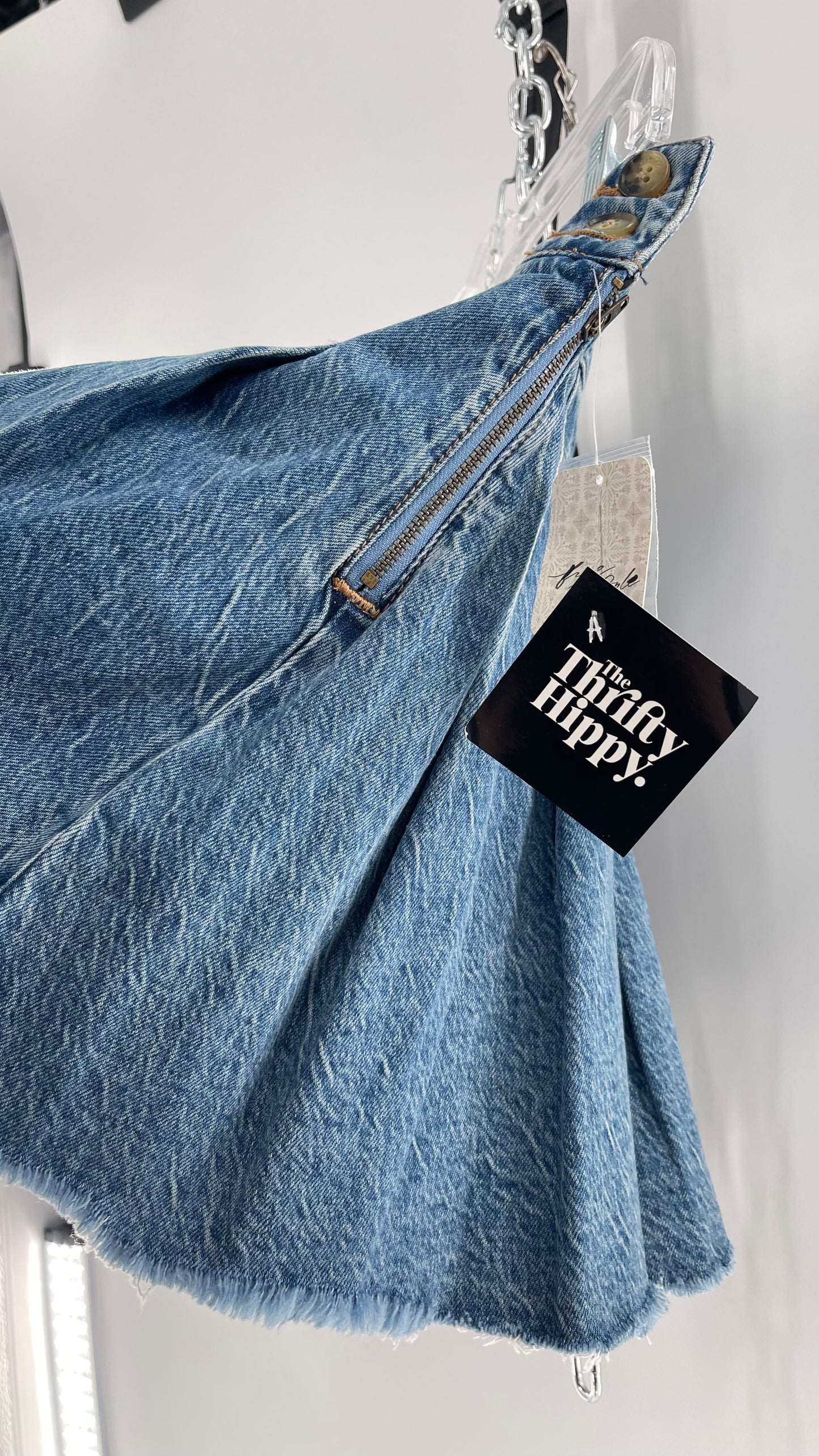 Free People Acid Washed Denim Pleated Skirt (26)