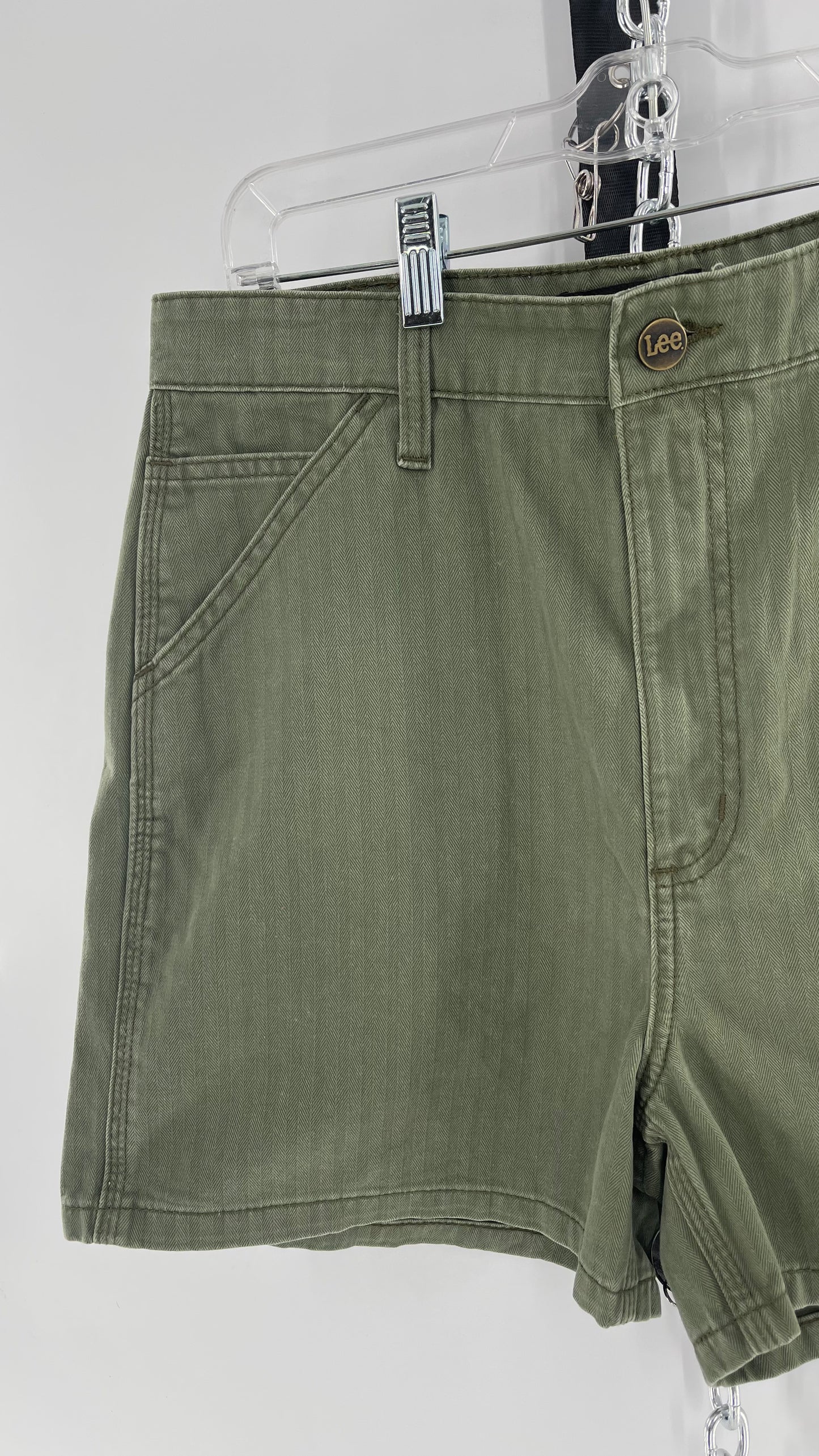 Lee X Free People Army Green Bermuda Cargo Shorts (30)