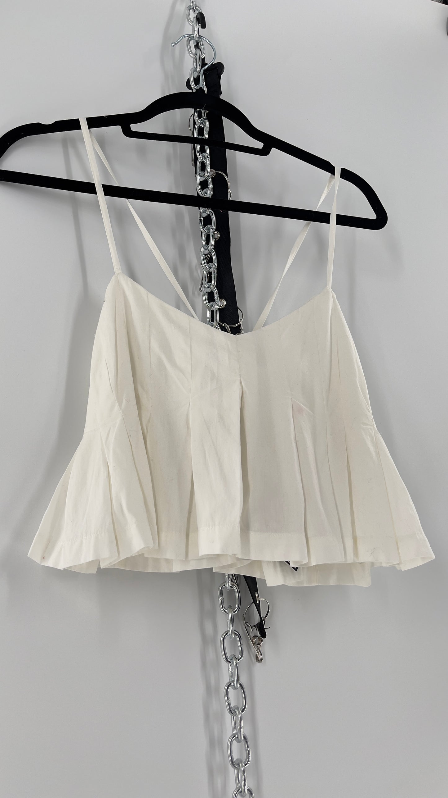 Free People White Pleated Cropped Tank (Small)
