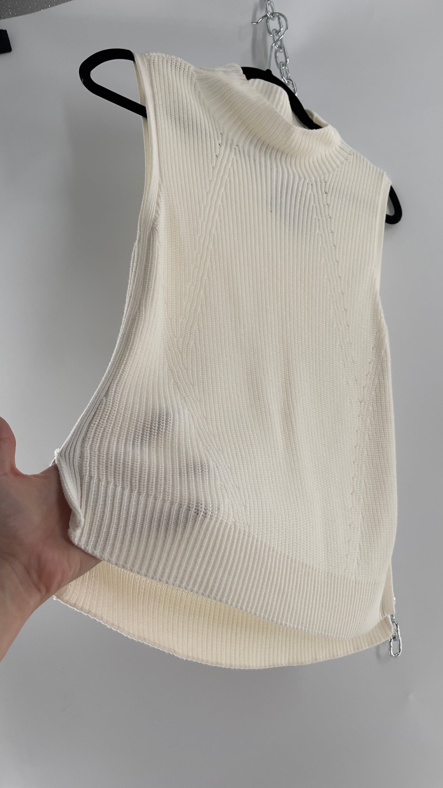 White House Black Market White Knit Mock Neck Tank (Small)