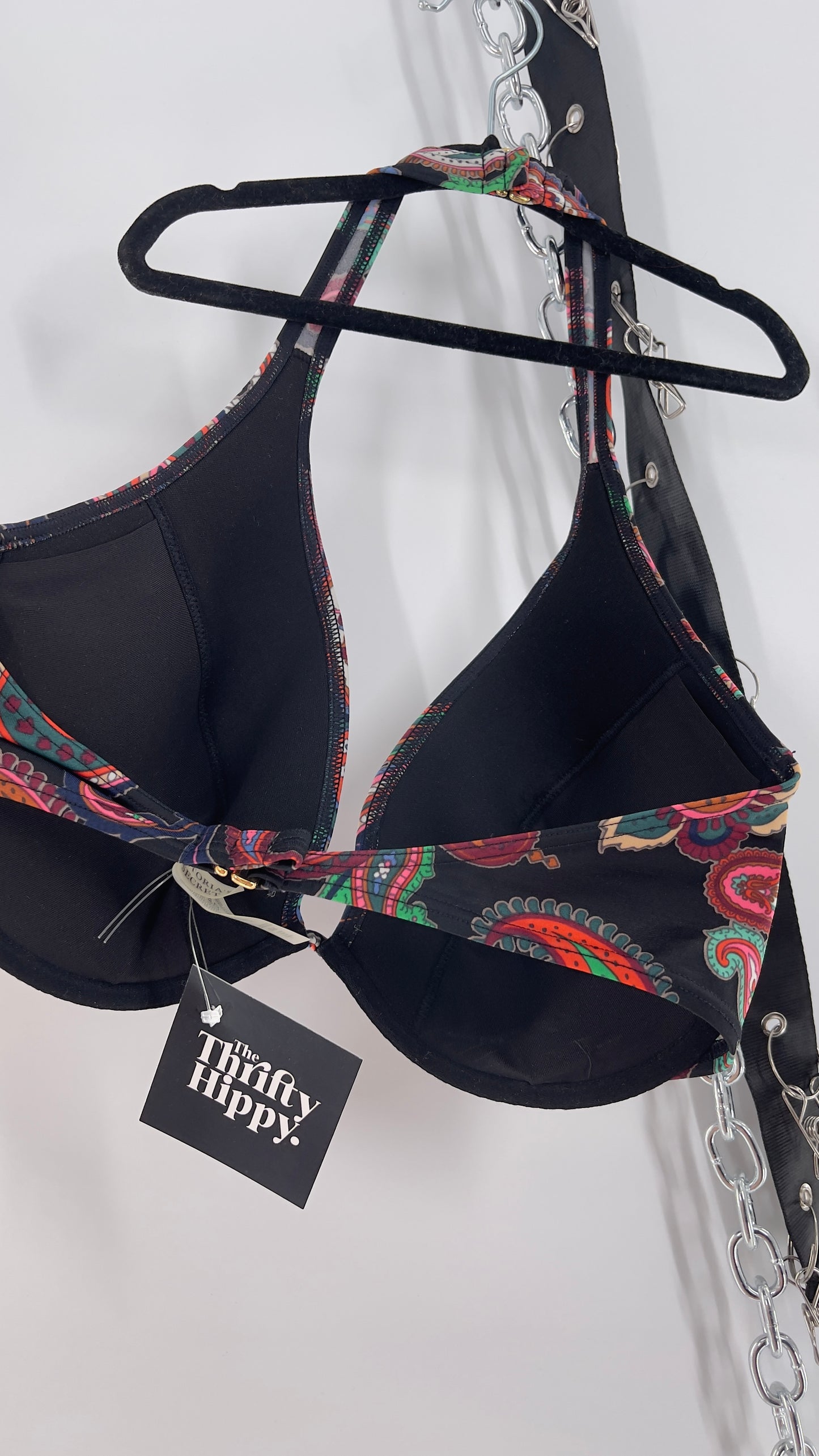 Vintage Victoria’s Secret Paisley Underwire Halter Bikini Top (36DD)
