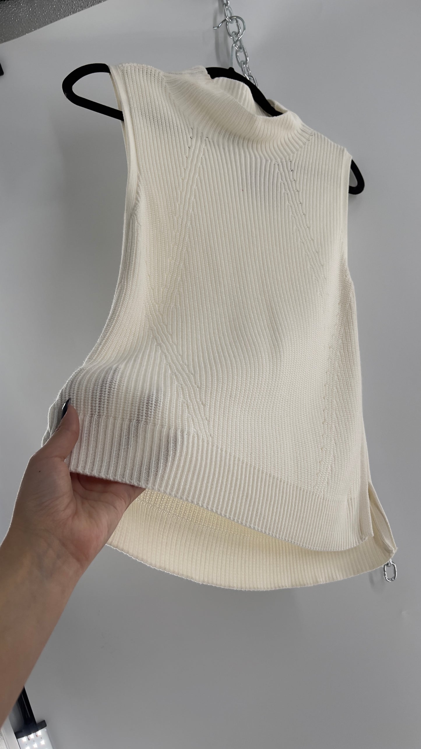 White House Black Market White Knit Mock Neck Tank (Small)