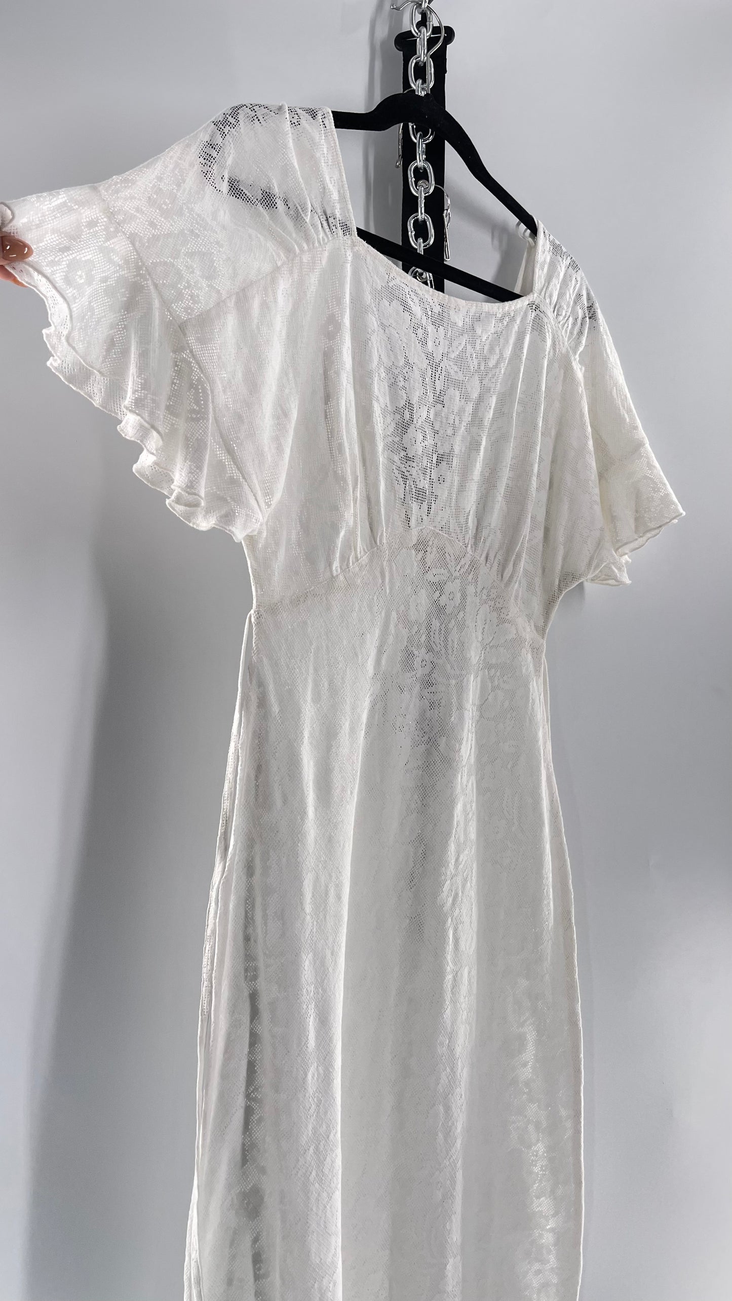 Free People White Lace Gauze Dress (XS)