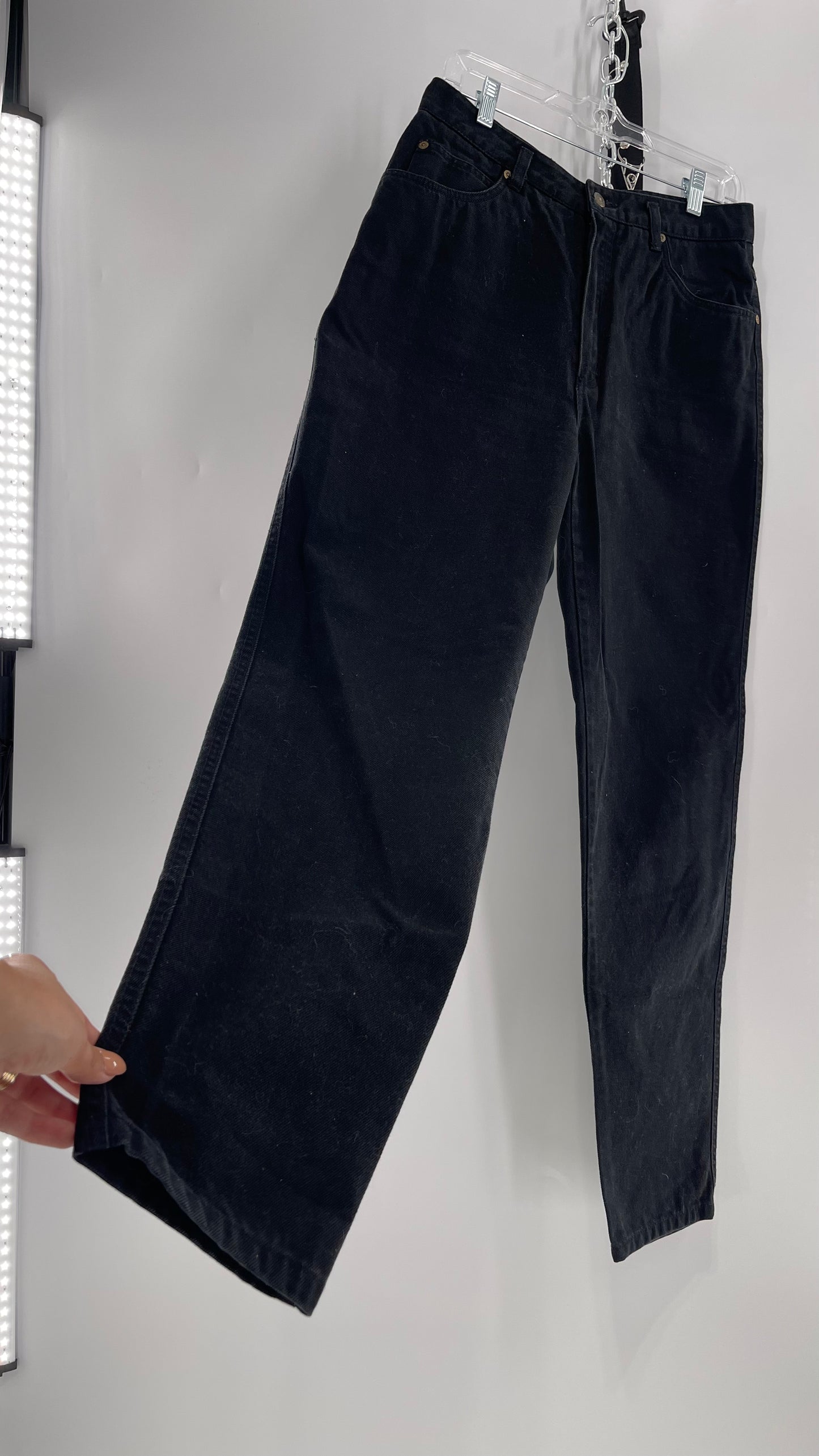 Vintage Lizwear Black Denim Straight Legs (Size 12)