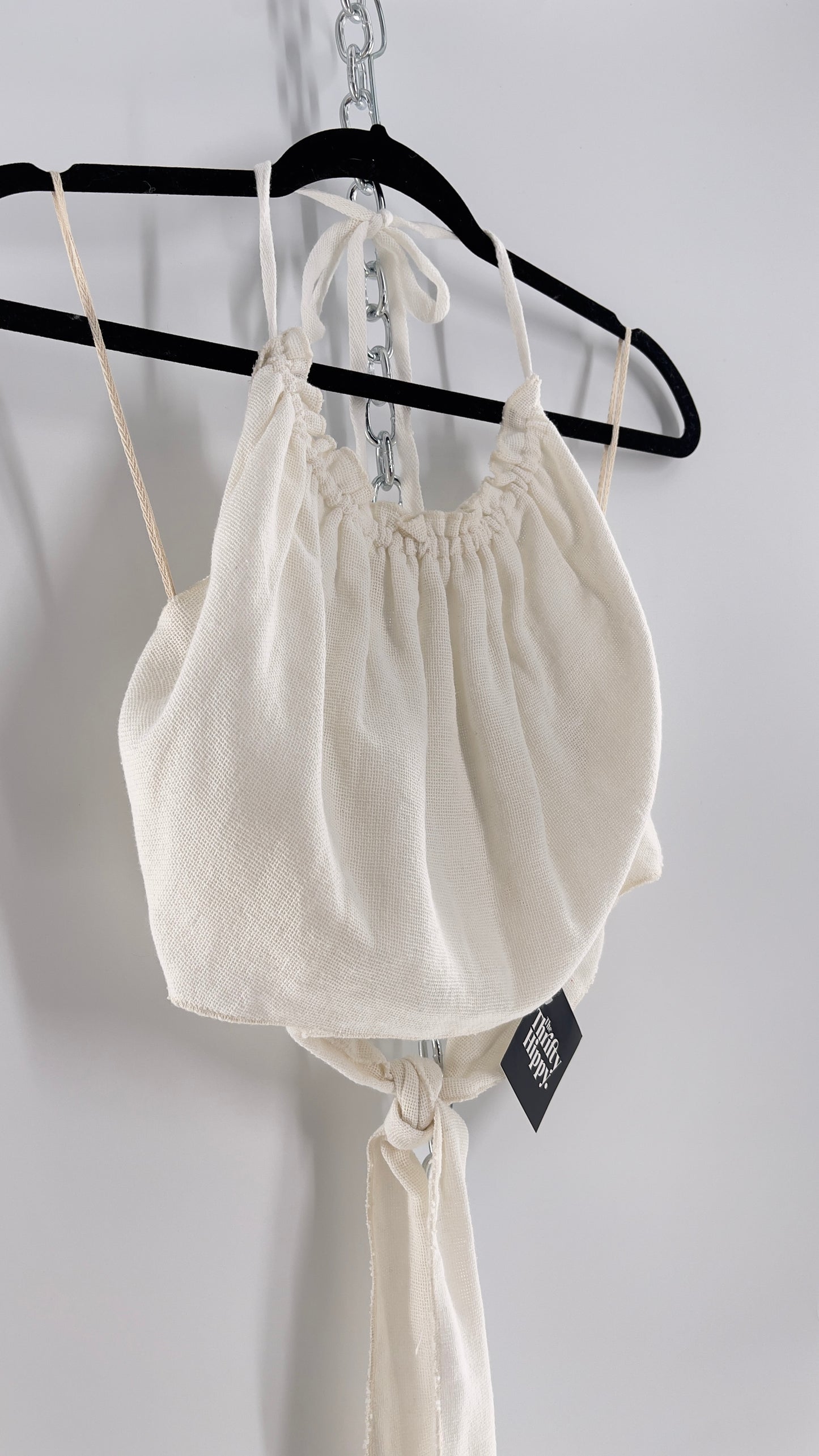 Free People White 100% Cotton Backless Halter (S)