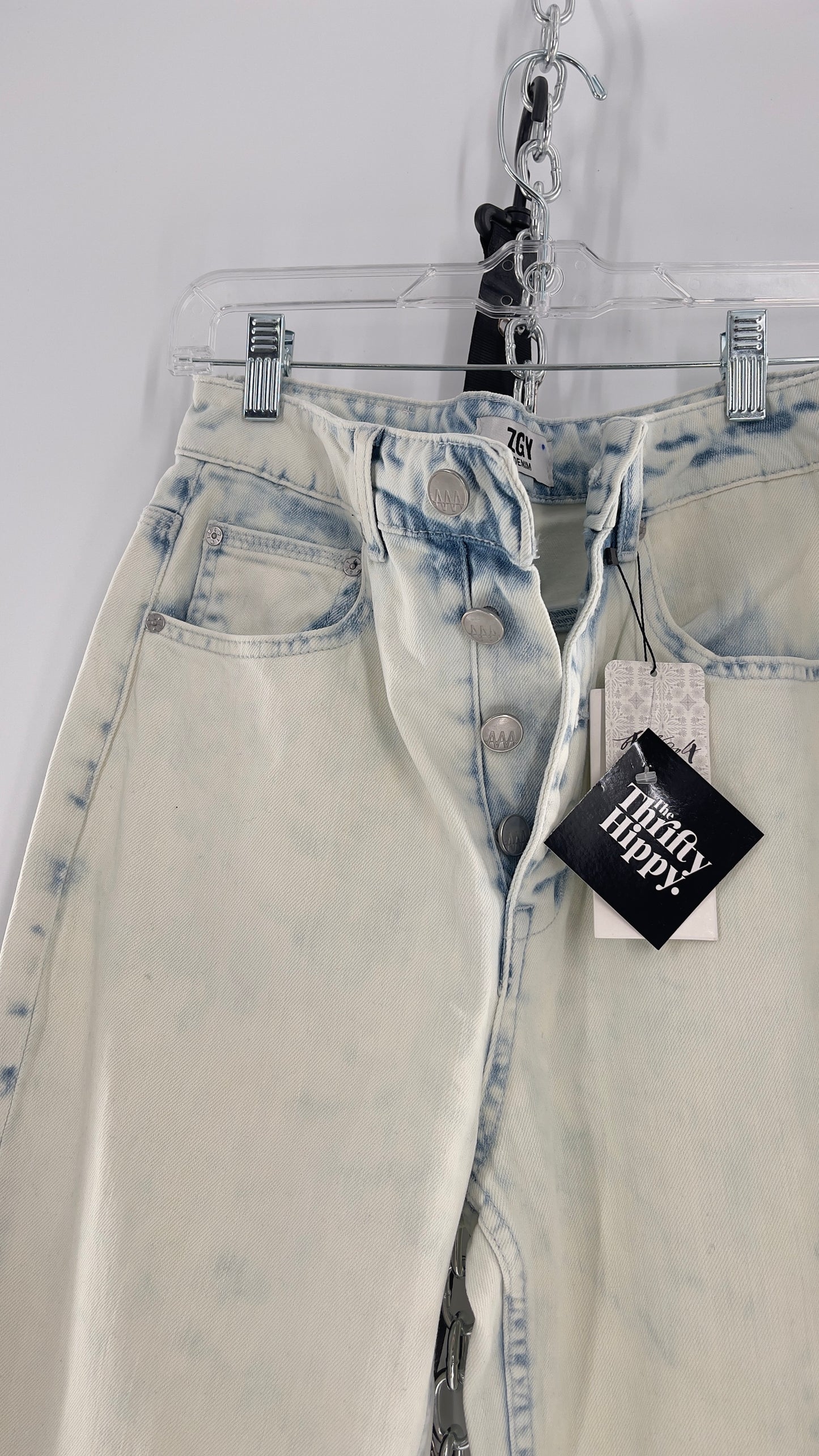 Free People X ZEEGEEWHY Acid Wash Straight Leg Jeans (27)