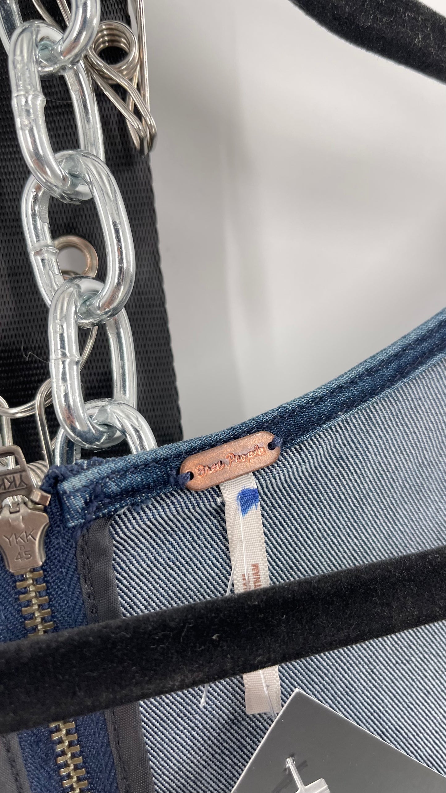Free People Lia Denim Form Fitting Mini (Large)