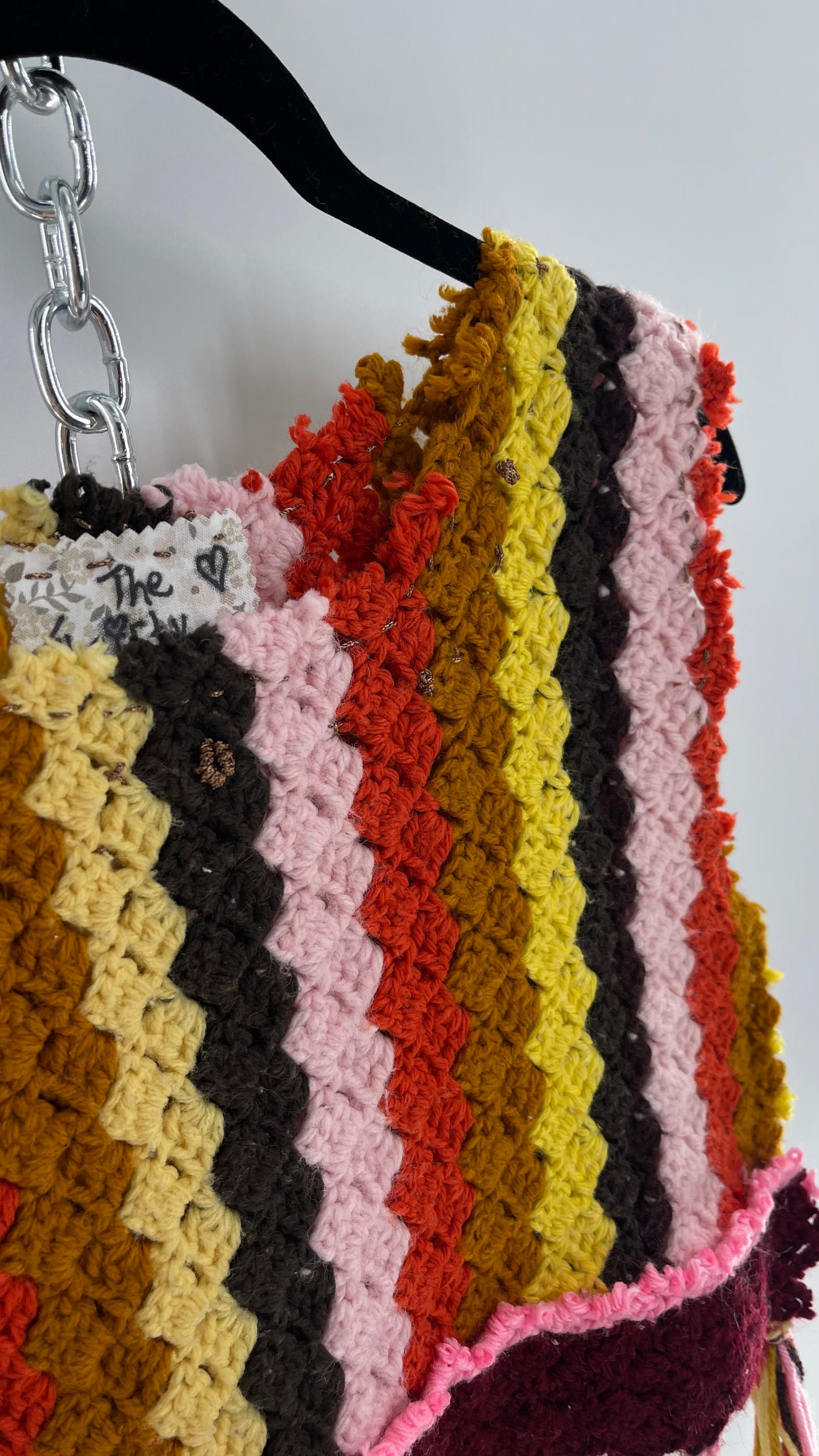 Custom Handmade RAGGEDY ANN Crochet Fringe Lined Crop (S/M)