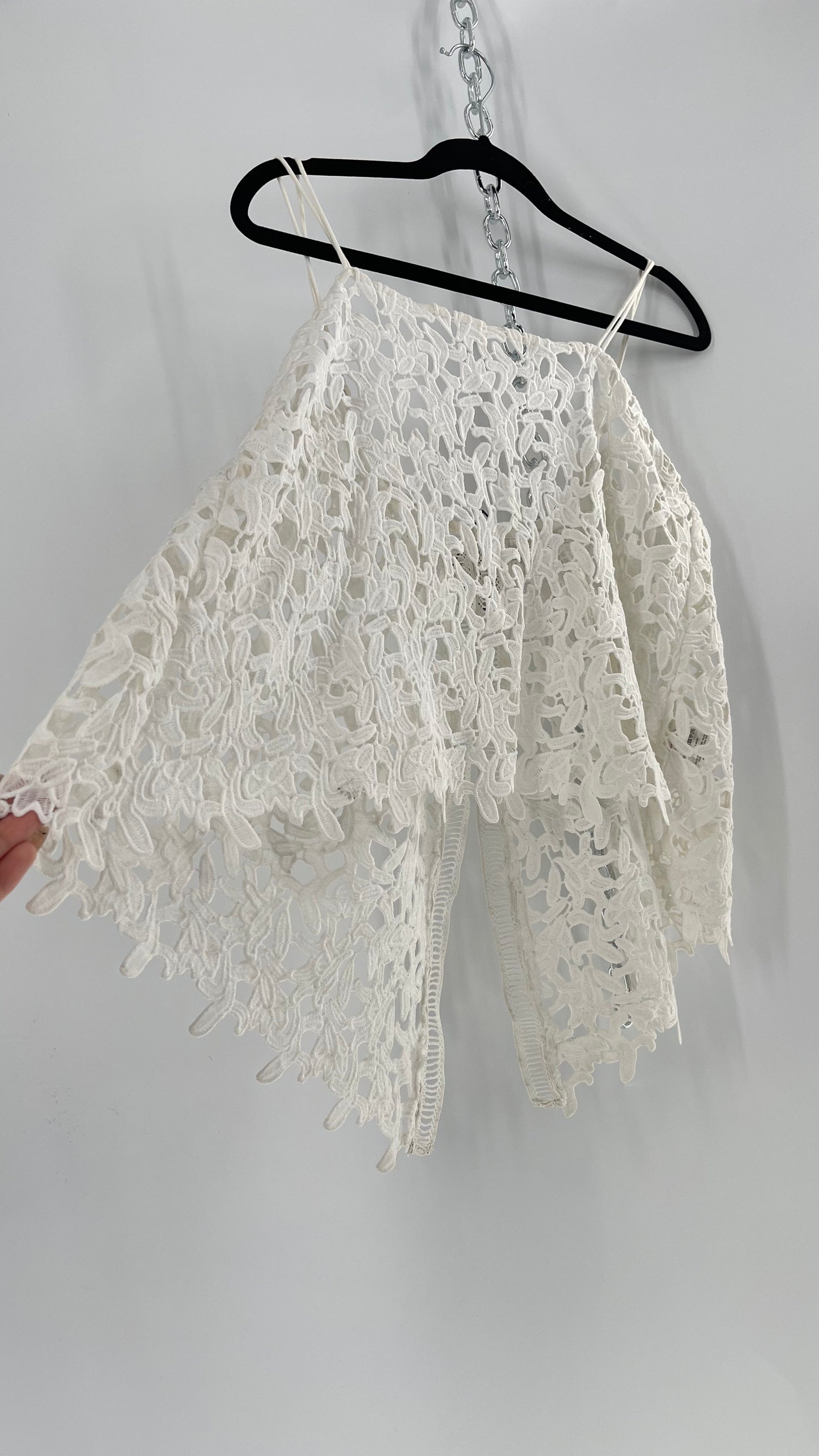 Anthropologie Ne Quittez Pas White Lace Tank with Open Back (Large)