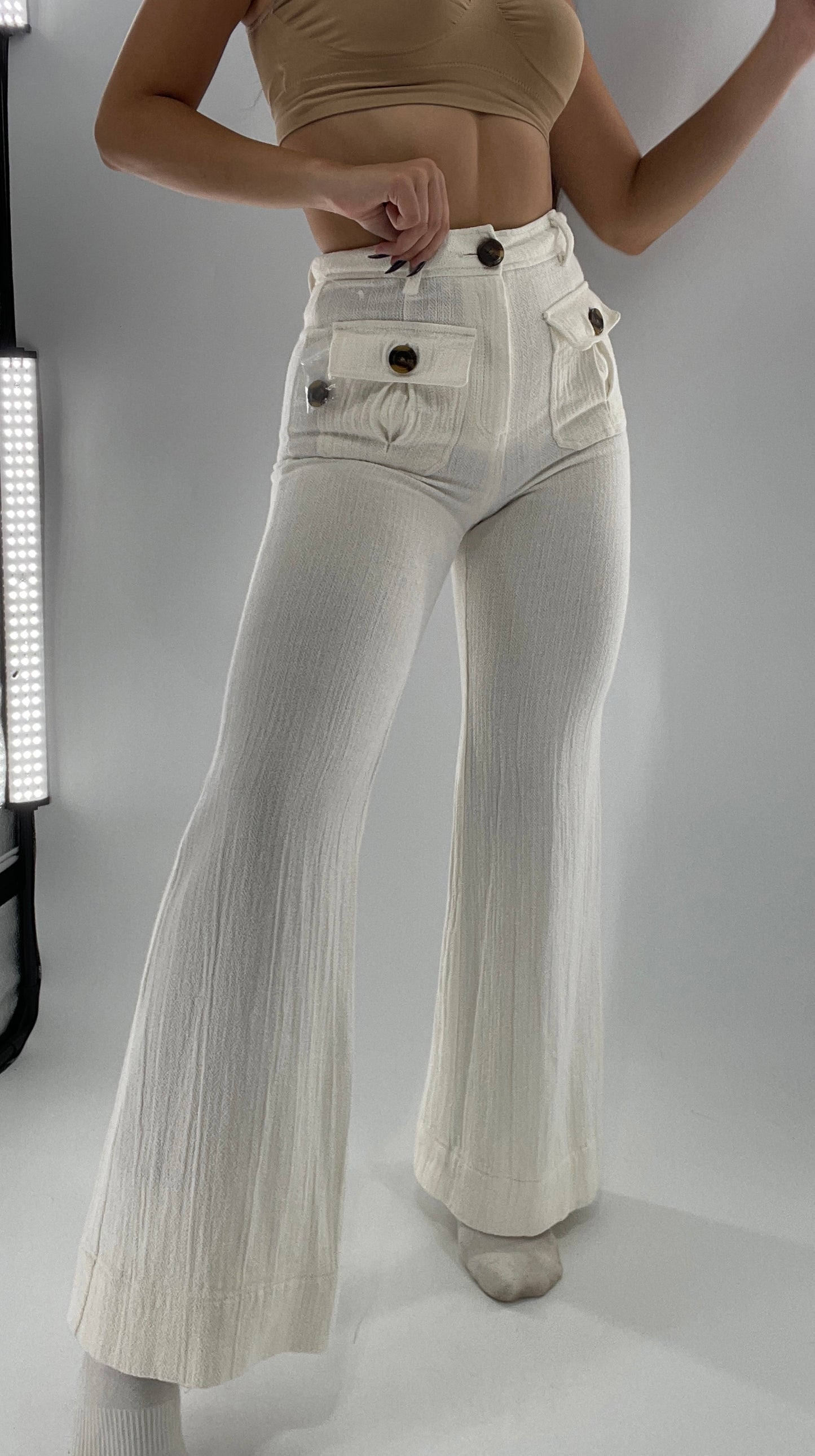 Free People Off White Knit Flares (2)