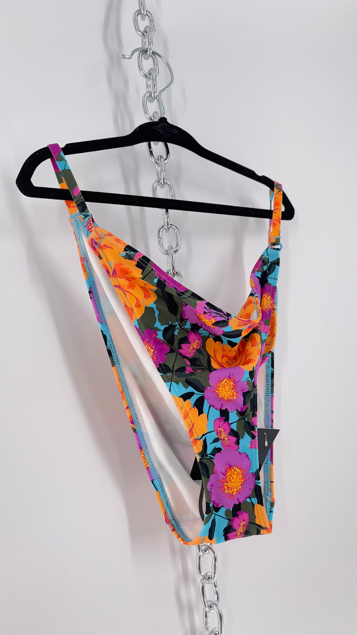 Urban Outfitters Out from Under Blue Floral Bikini/Swim Bottoms (XL)