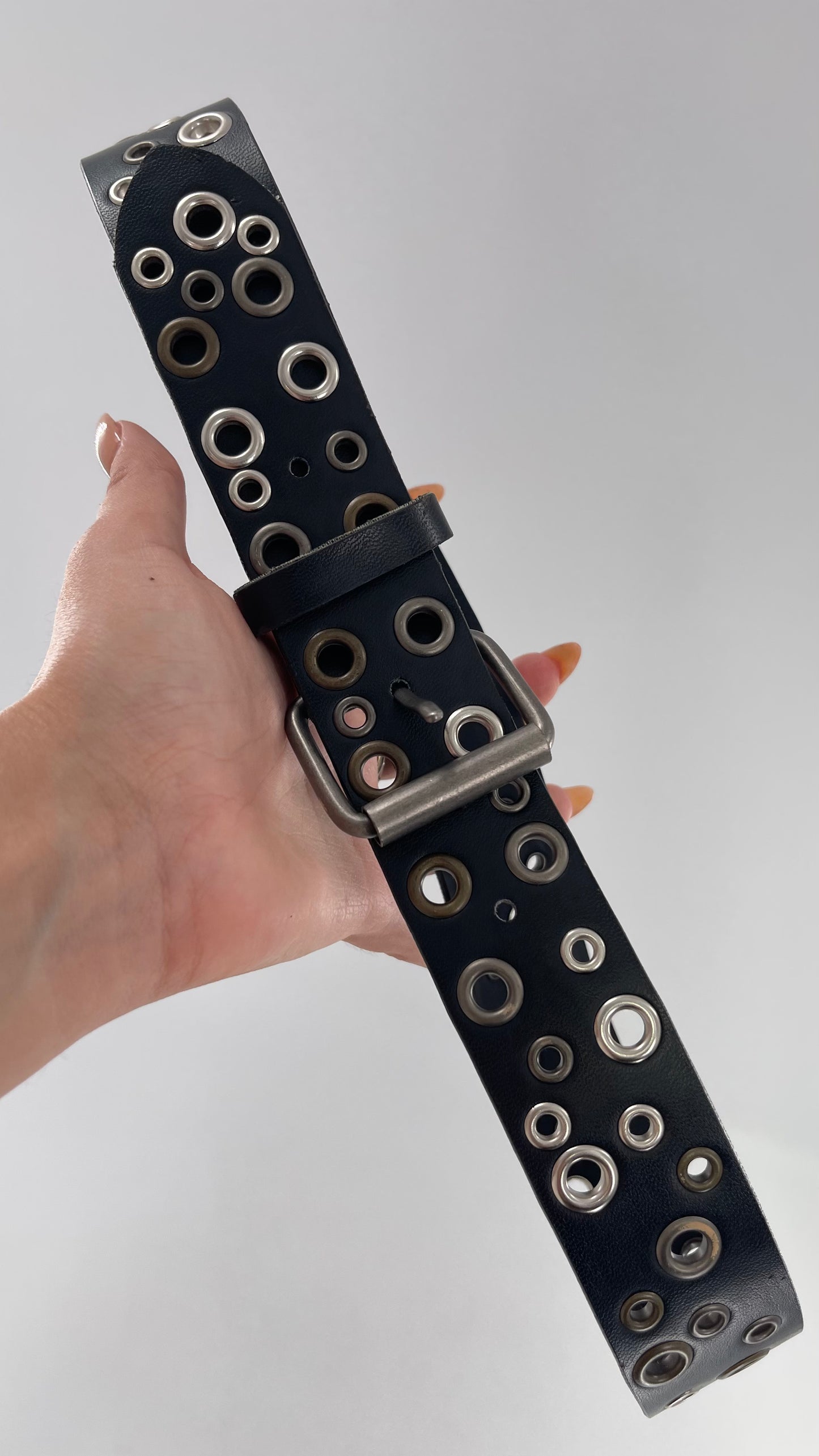 Vintage Multi Metal Tone Grommet Belt (Medium)