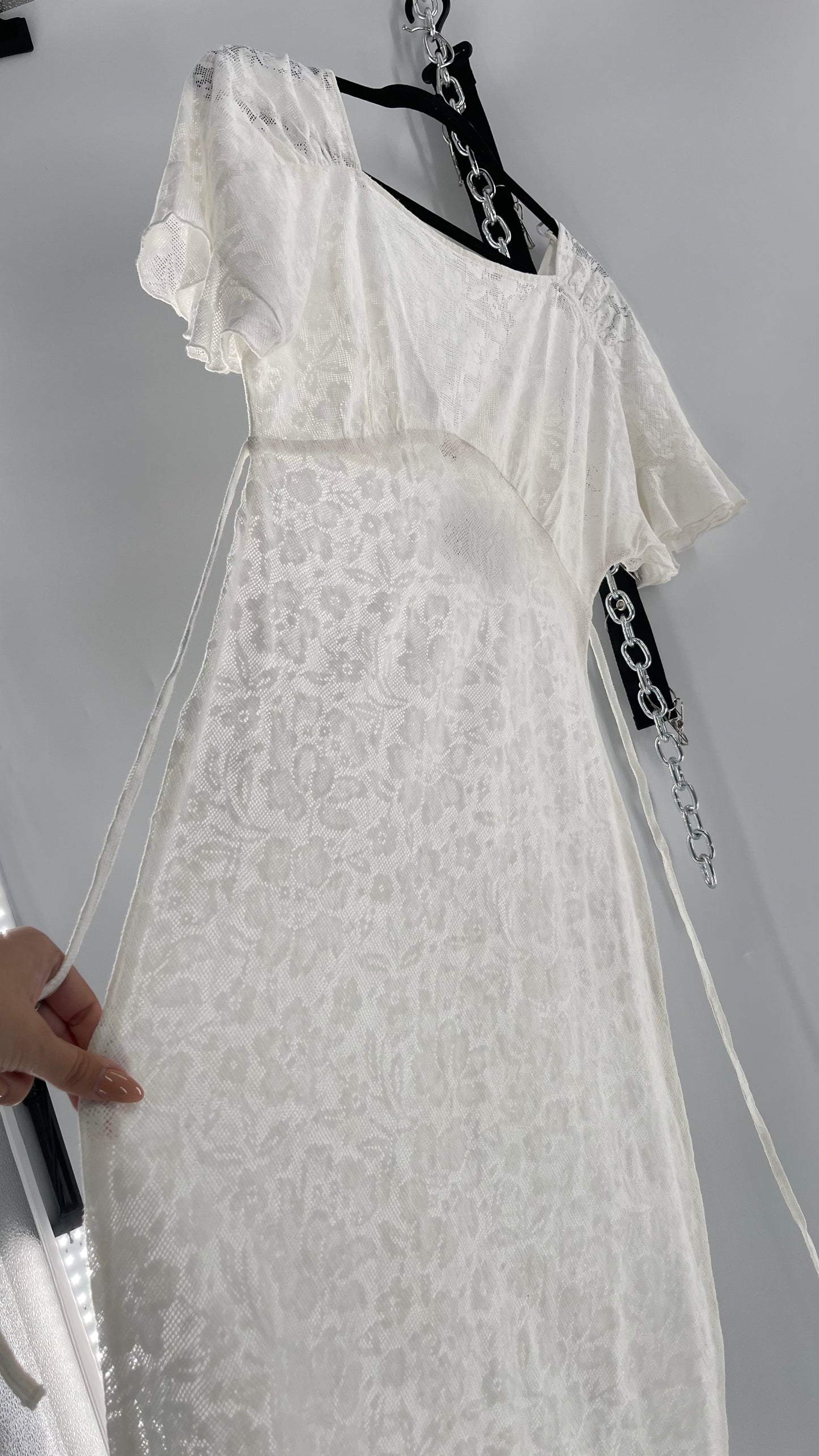 Free People White Lace Gauze Dress (XS)