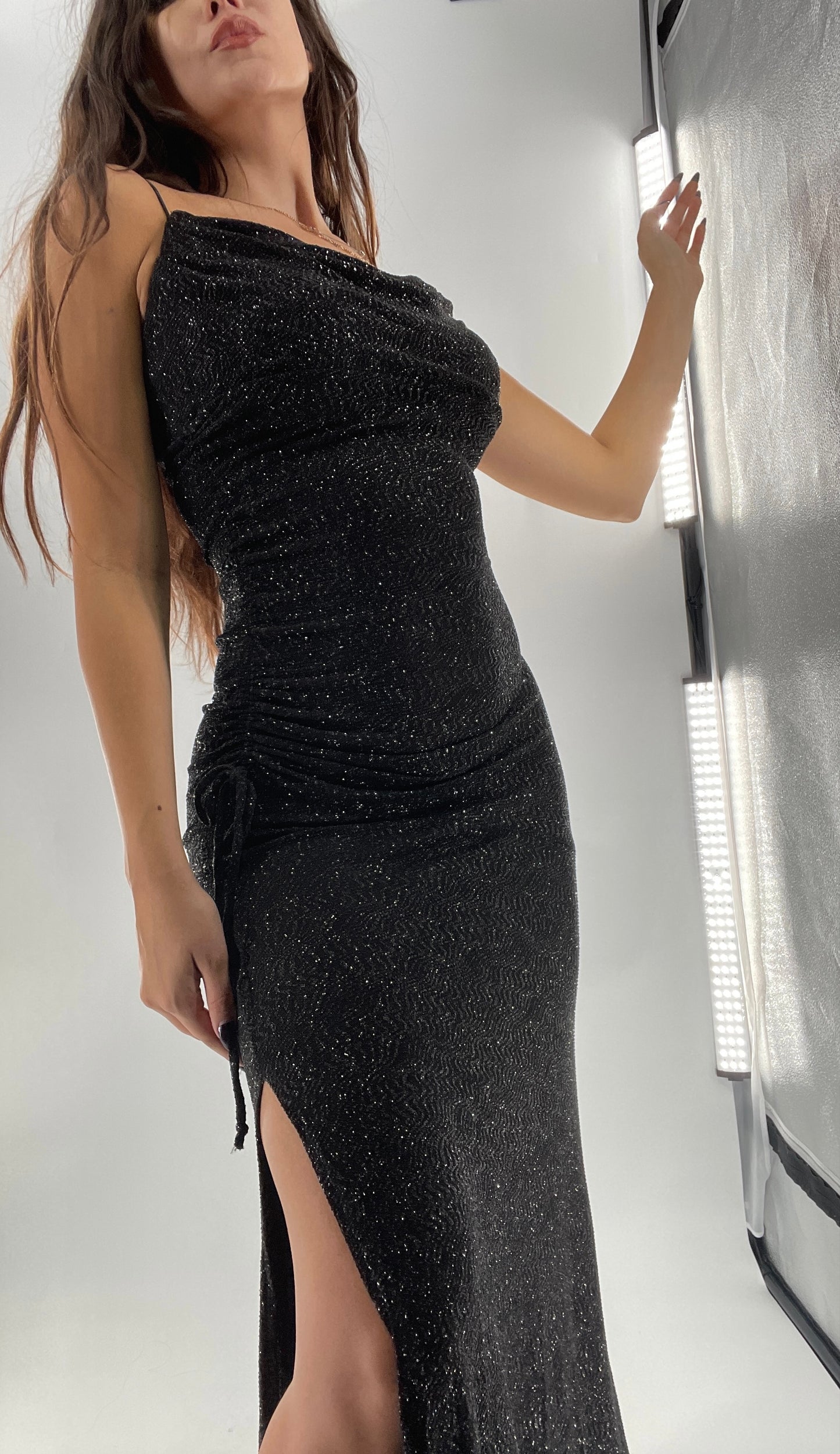 City Triangles 1990s Vintage Black Glitter Floor Length (S)