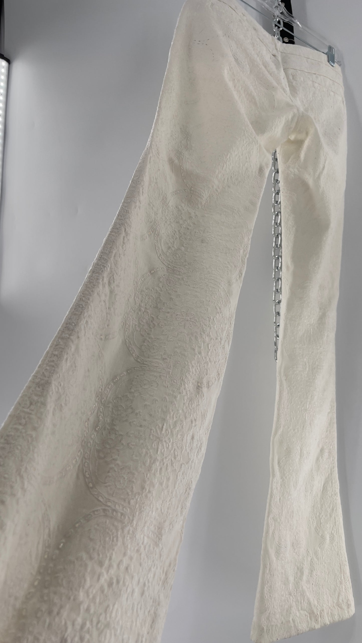Free People White Eyelet Lace Low Rise Kick Flares (26)