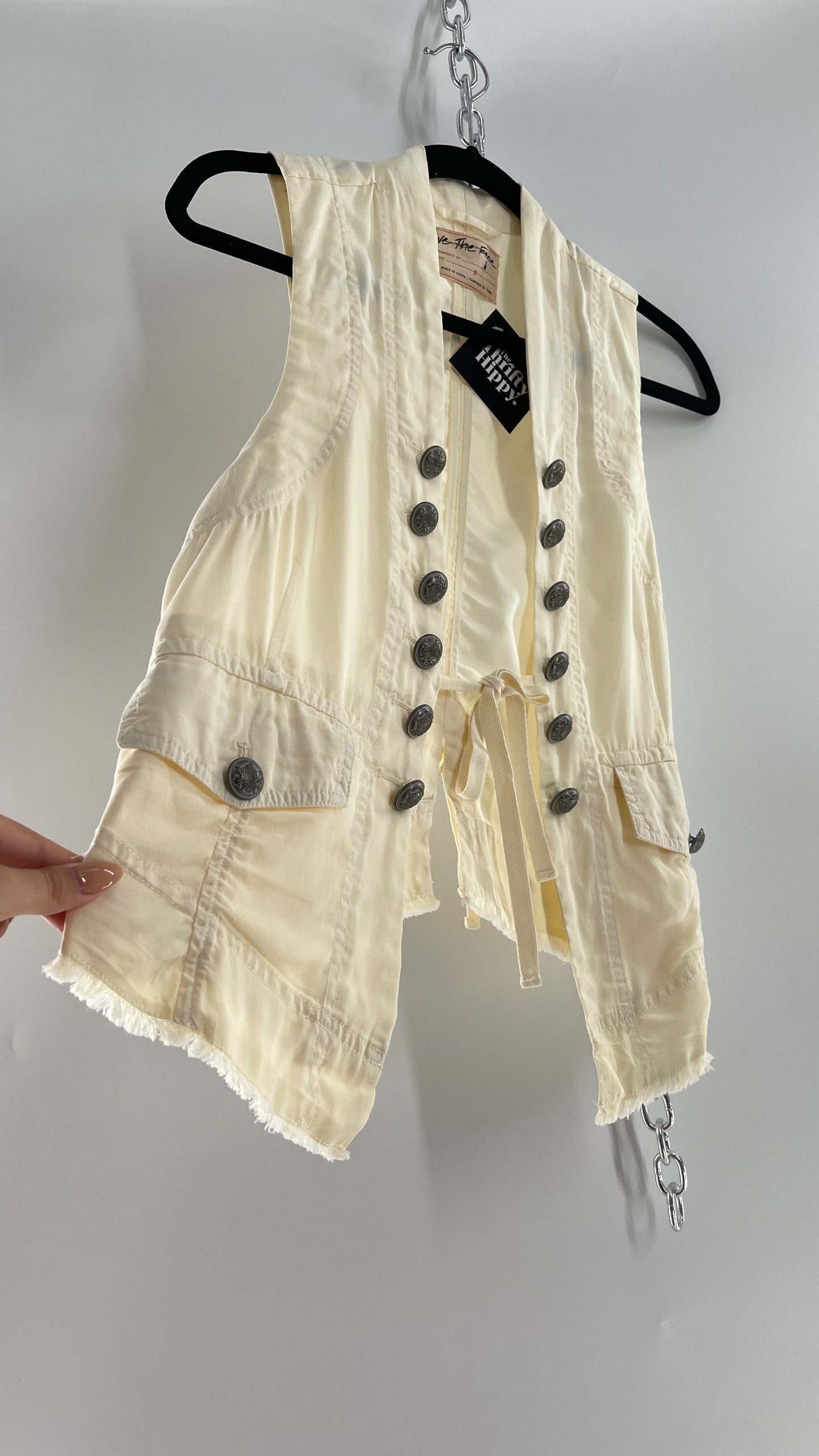 Free People Off White Military Style Vest with Tags Attached (Small)