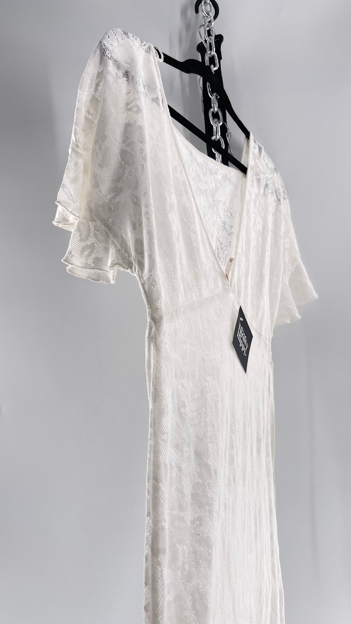 Free People White Lace Gauze Dress (XS)