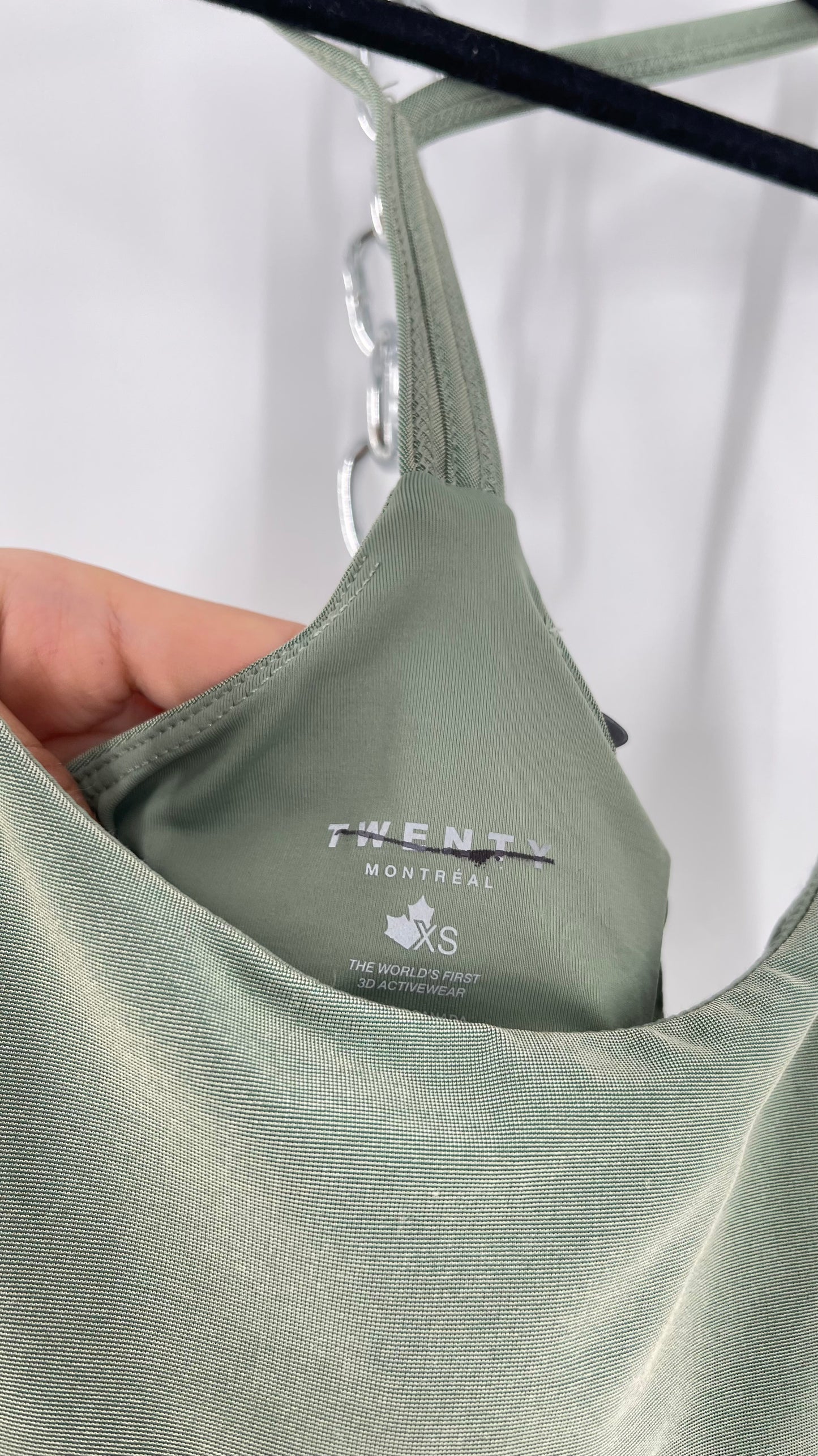 TWENTY Montreal Sage Shimmer Racer Back Sports Bra (XS)