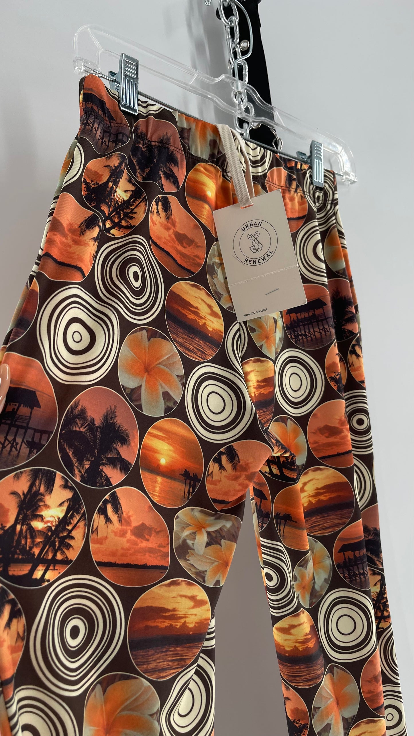 Urban Outfitters Reworked Flares Tropical, Sunset 70s Graphics Pattern (Small)