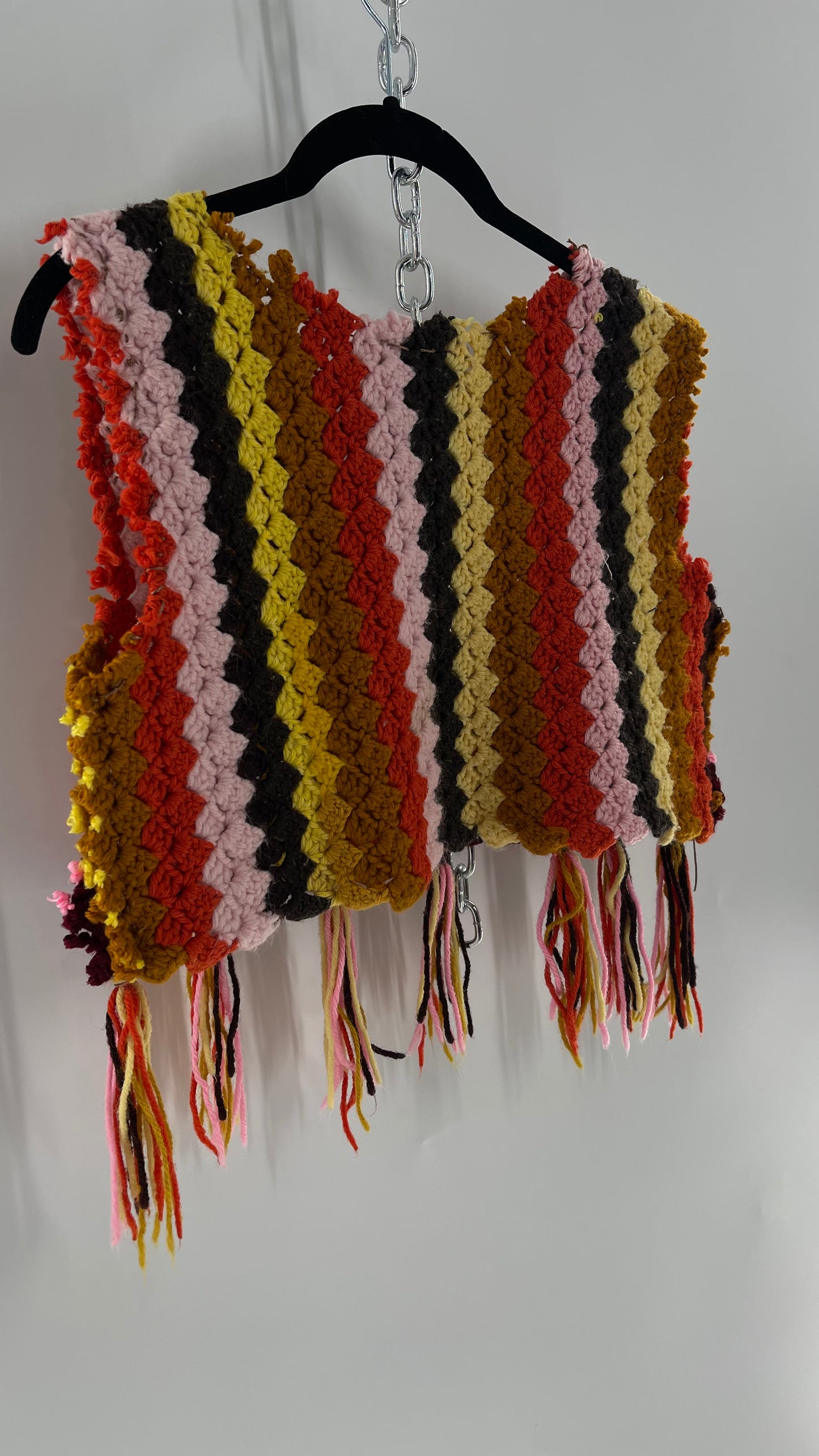 Custom Handmade RAGGEDY ANN Crochet Fringe Lined Crop (S/M)