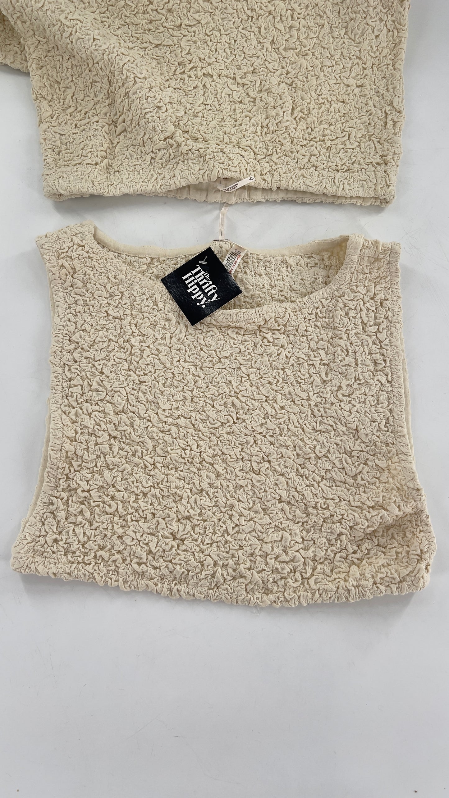 Free People Crushed Cropped Tank and Mini Skirt Set (XL)