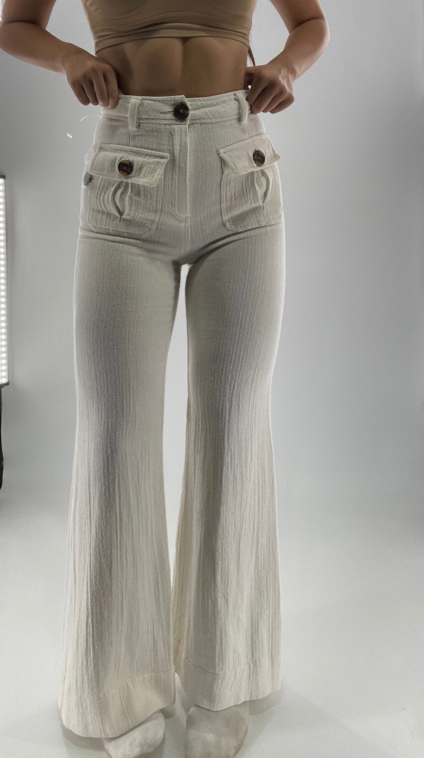 Free People Off White Knit Flares (2)