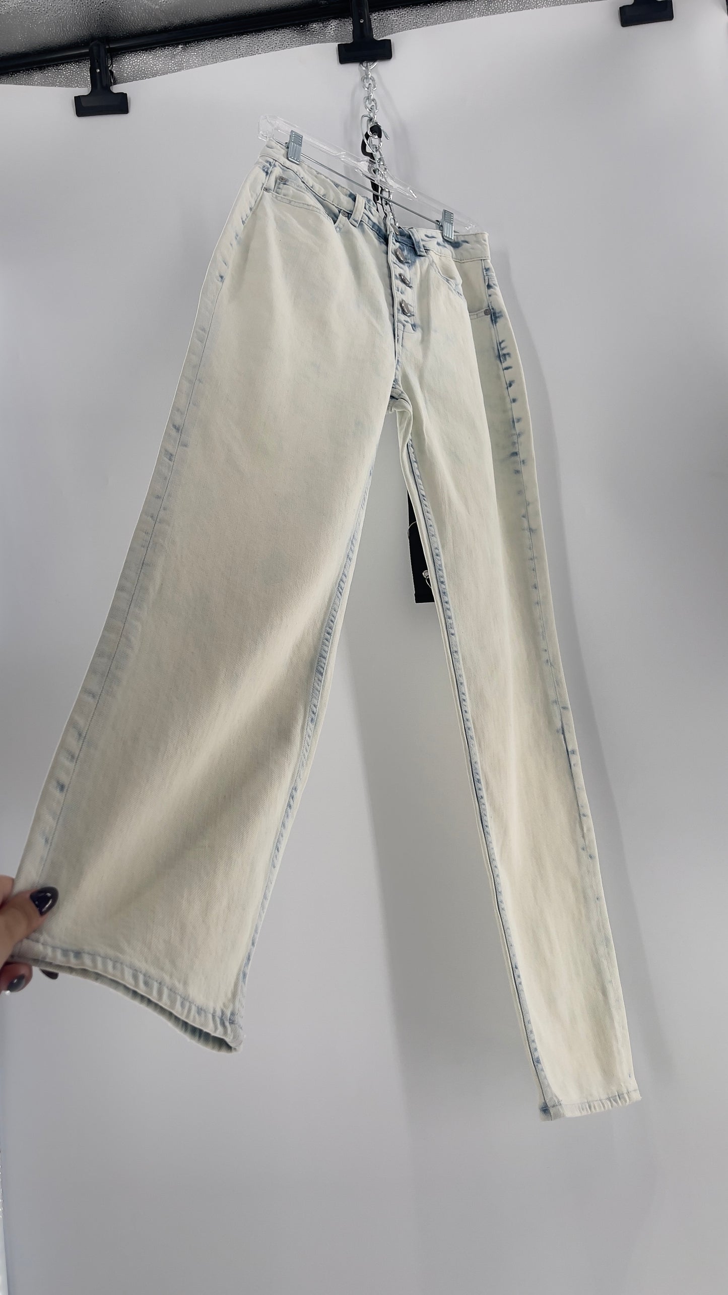 Free People X ZEEGEEWHY Acid Wash Straight Leg Jeans (27)