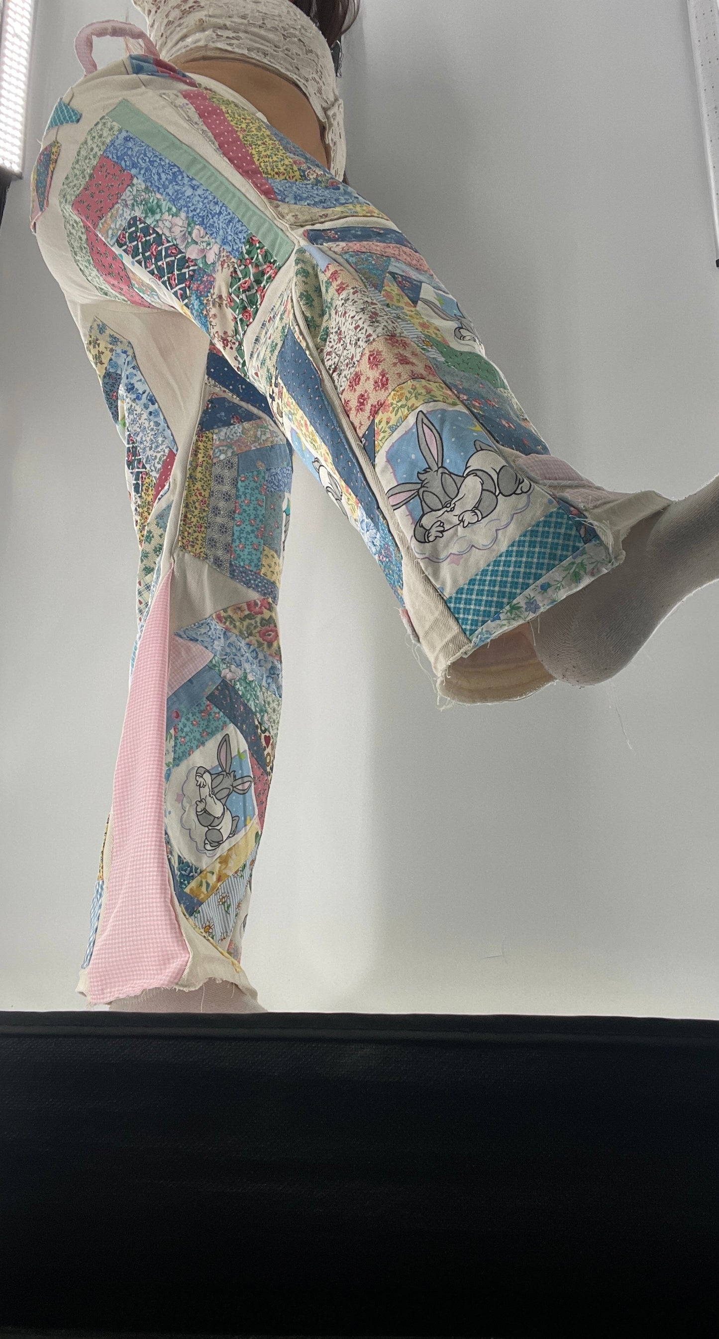 Custom - Handmade Reworked Looney Toons Cutie Pie Patchwork Flares