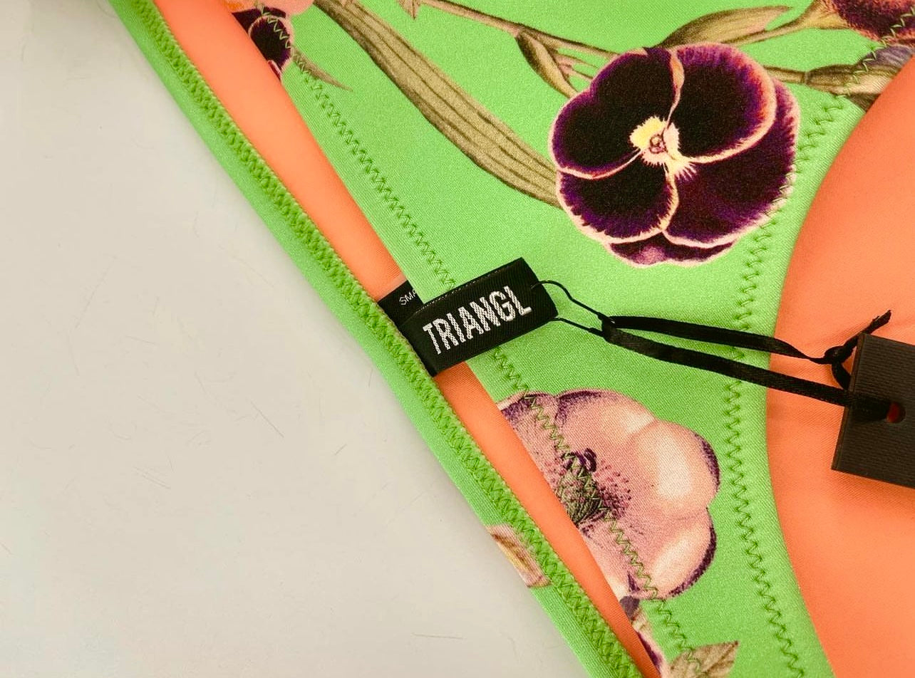 TRIANGL Kelly Green Floral Neoprene Swim Bottoms with Tags Attached (Small)
