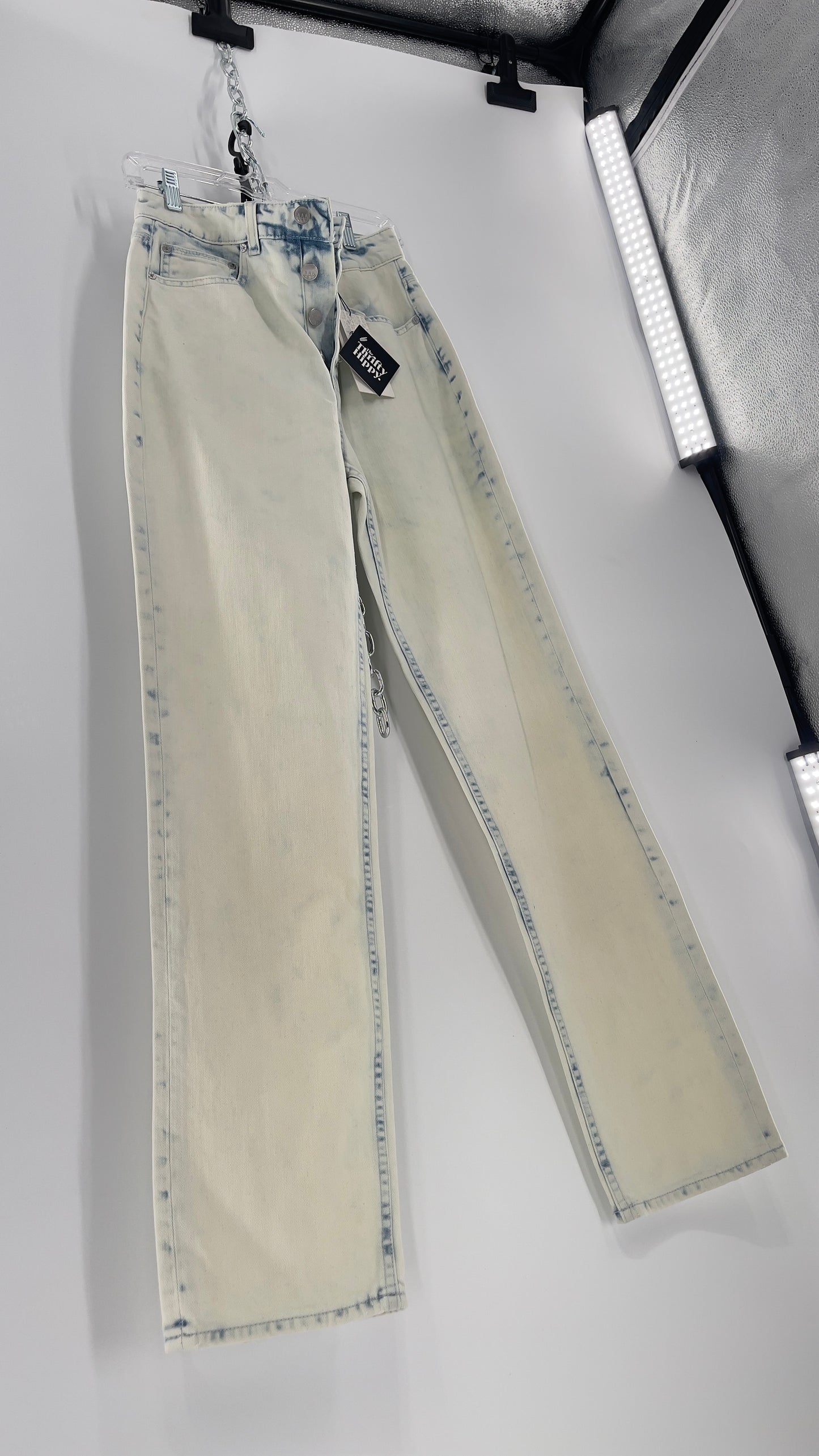Free People X ZEEGEEWHY Acid Wash Straight Leg Jeans (27)
