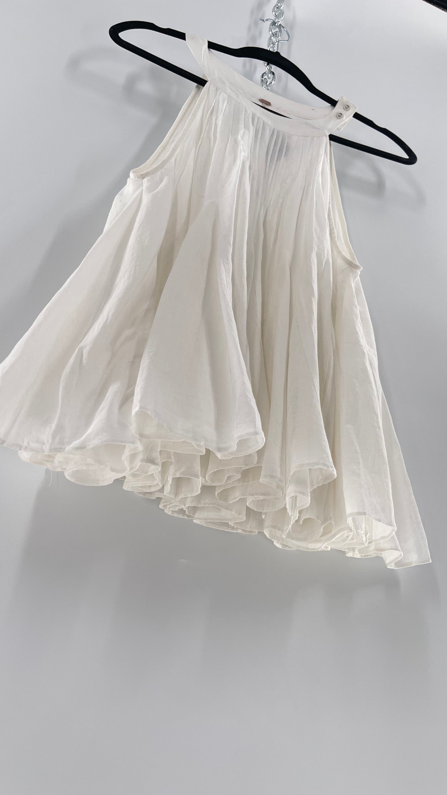 Free People White Pleated Tank (Medium)