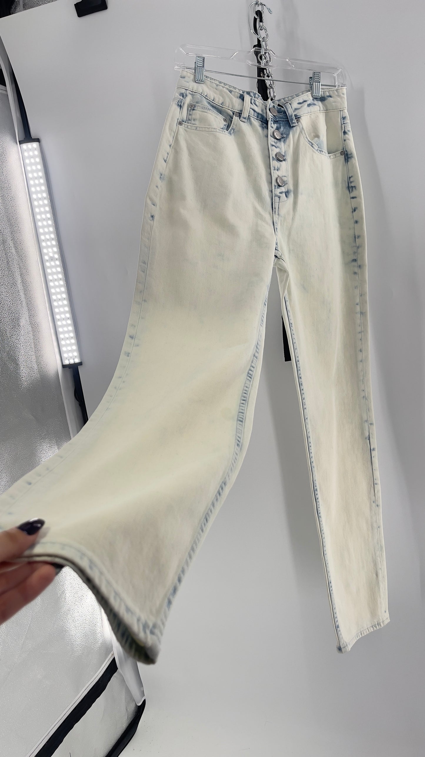 Free People X ZEEGEEWHY Acid Wash Straight Leg Jeans (27)