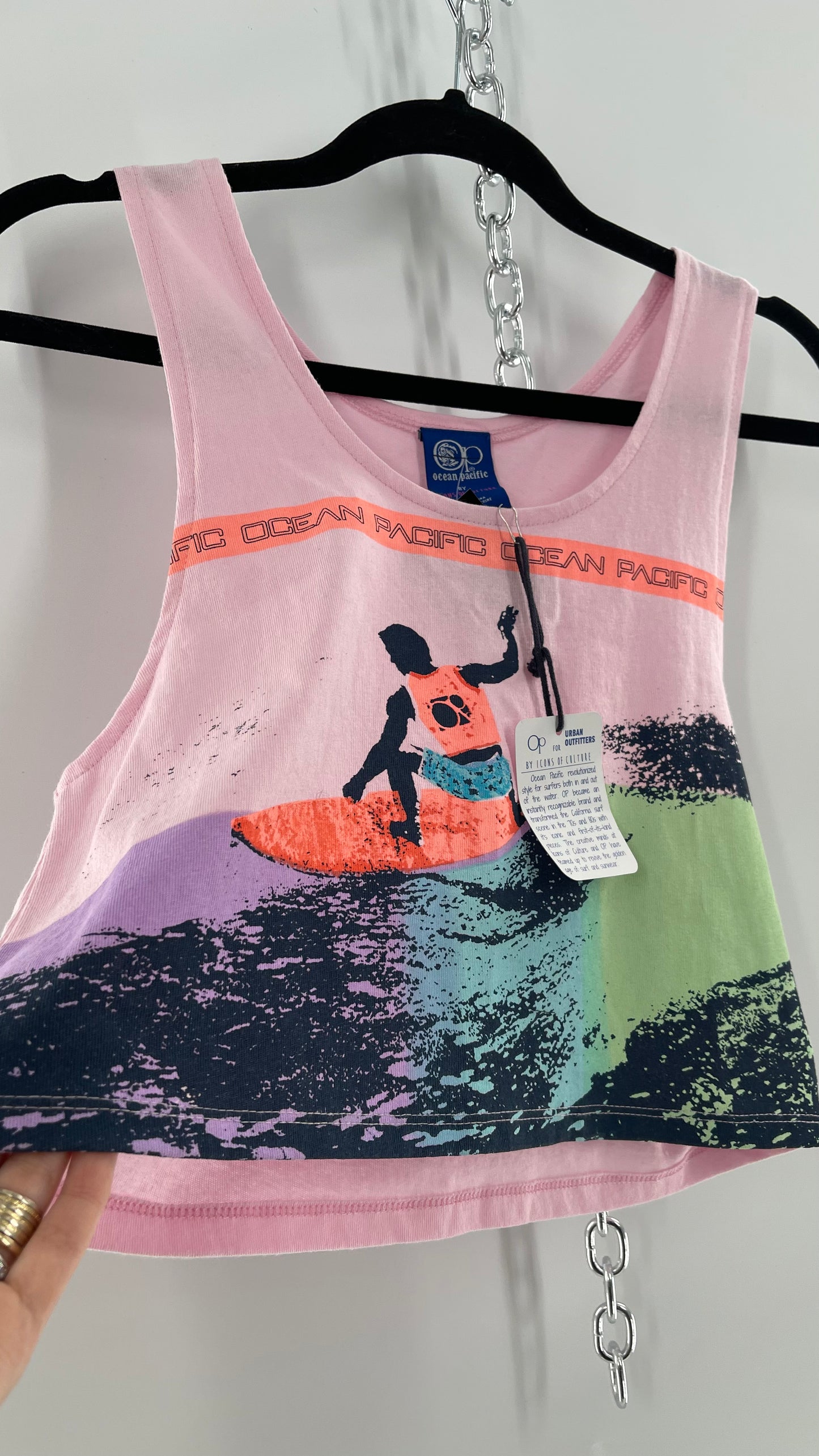 Urban Outfitters 80s OP Surfer Graphic Cropped Tank (XS)