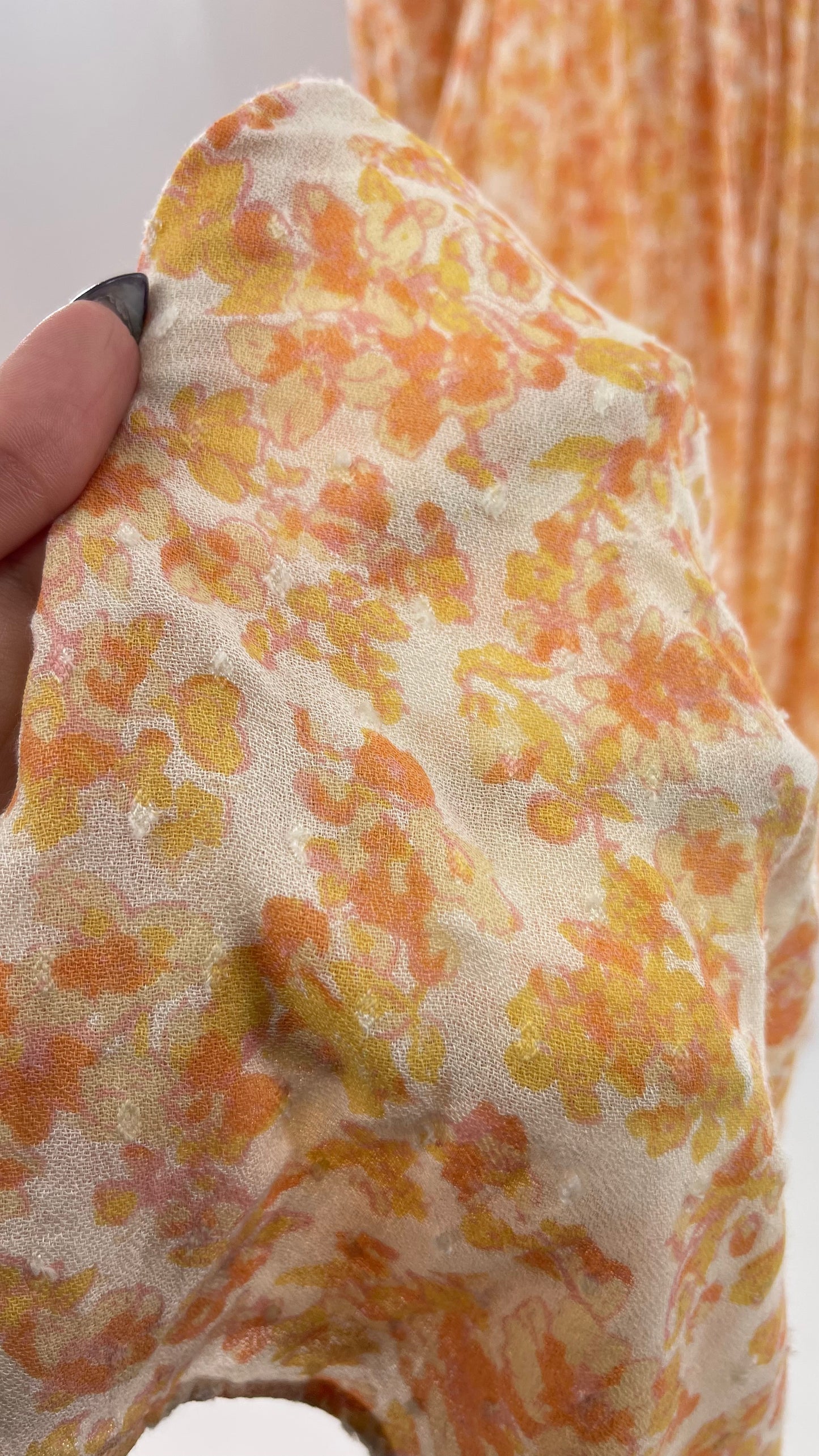 Intimately Free People Orange Floral Smocked Maxi Dress (XS)