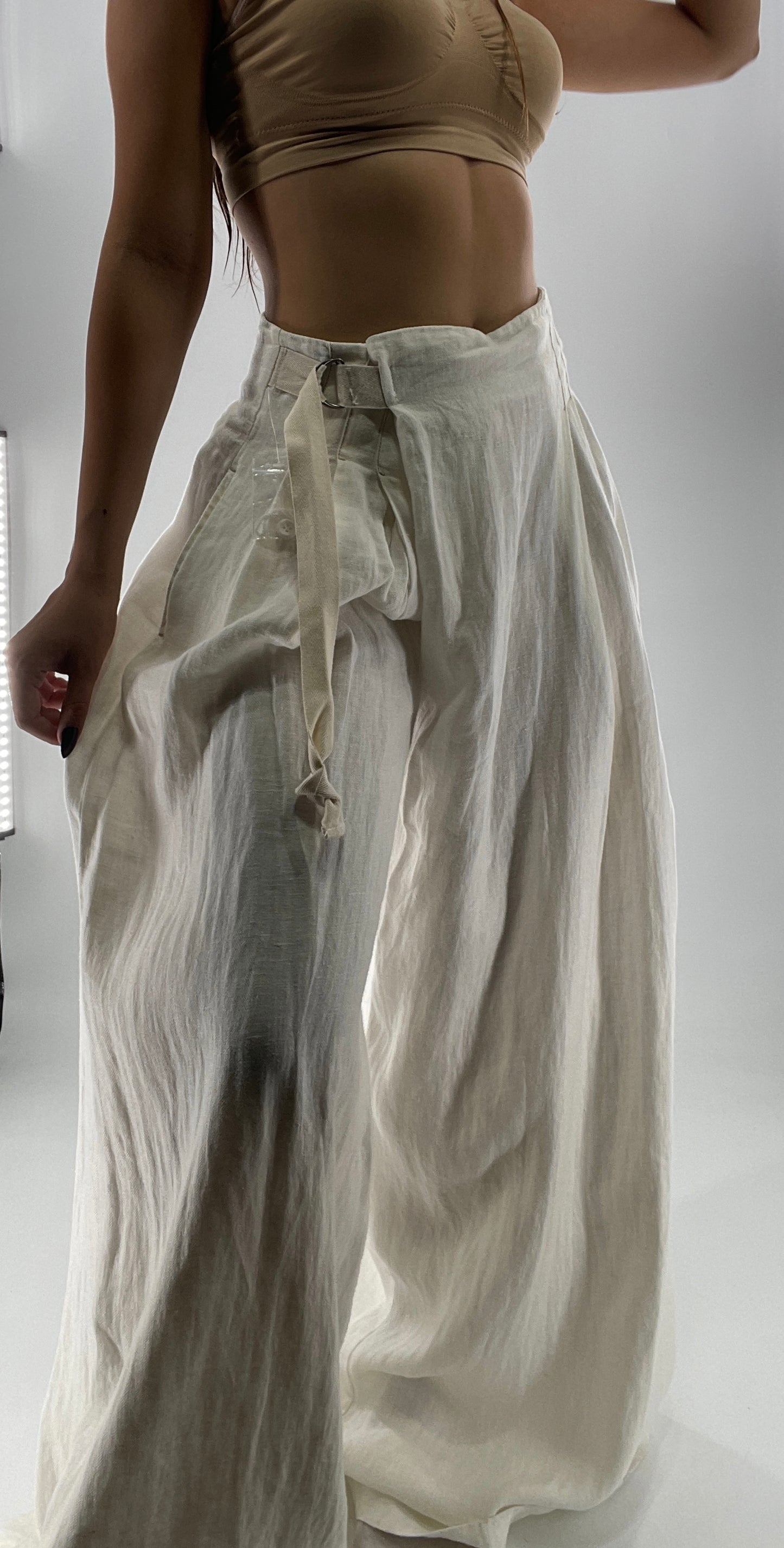 Free People Off White Pleated Trouser Wide Leg (2)