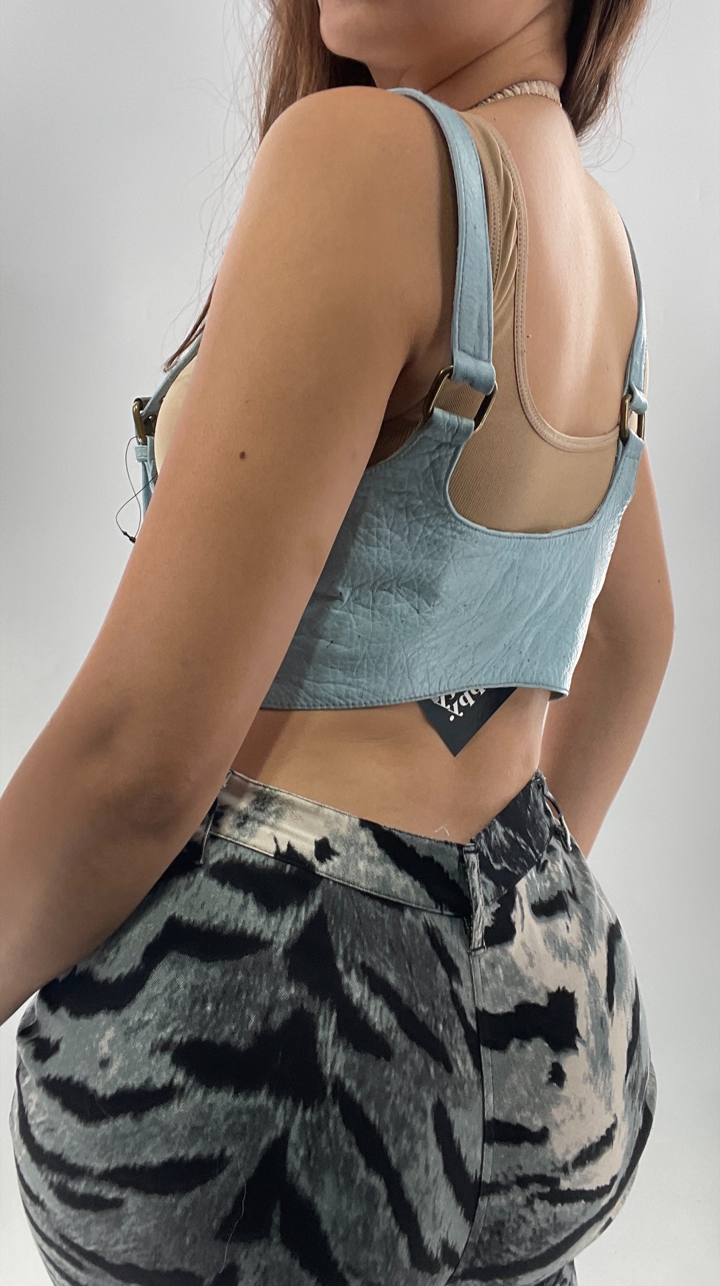 Free People Baby Blue Buckled Corset Belt (Large)