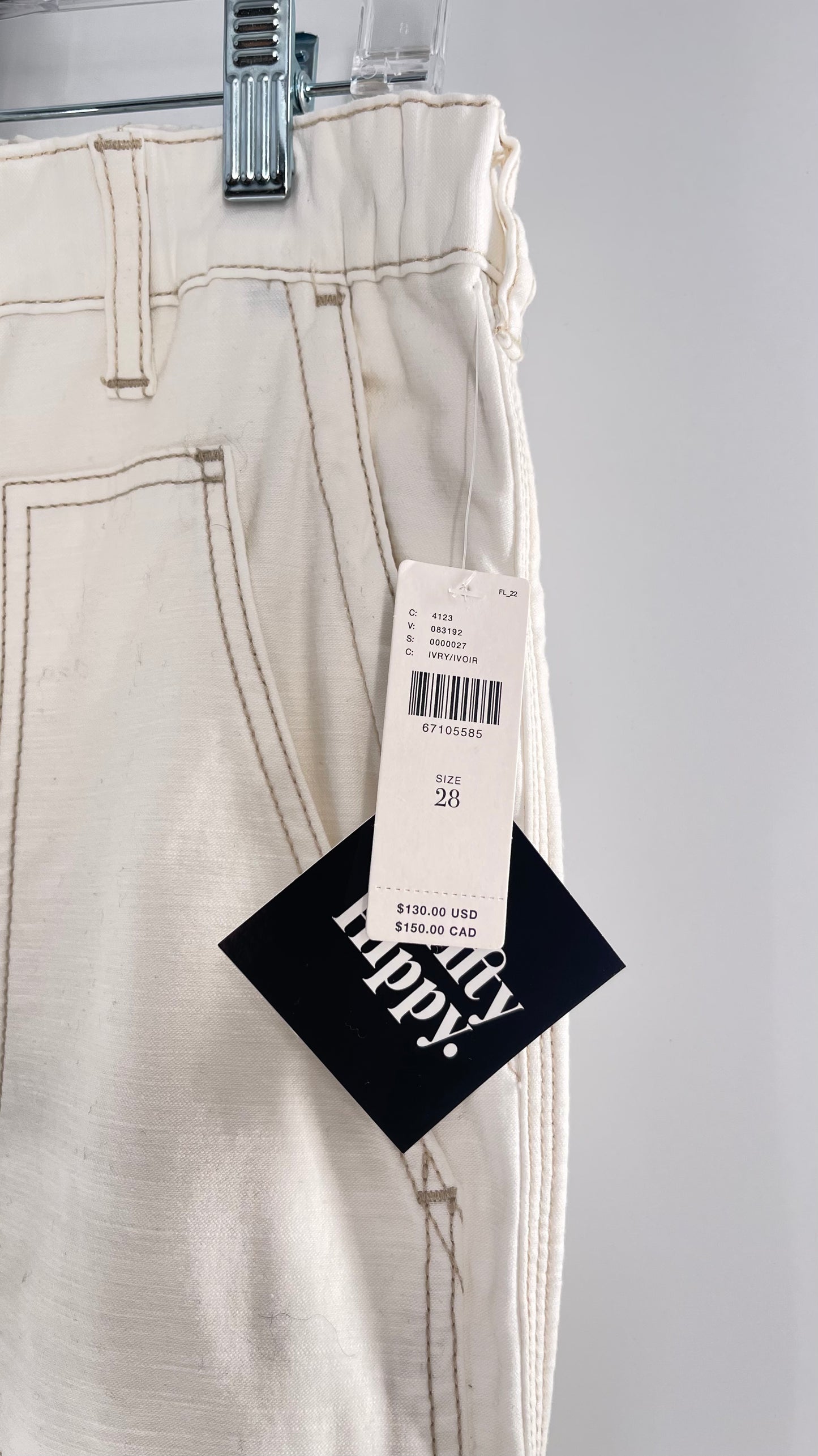 Pilcro The Roamer Carpenter White Pant with Contrast Tan Stitching(28)