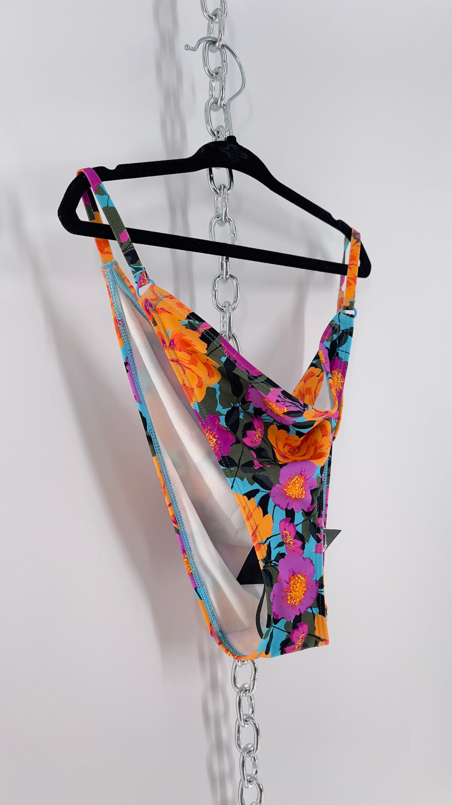 Urban Outfitters Out from Under Blue Floral Bikini/Swim Bottoms (XL)