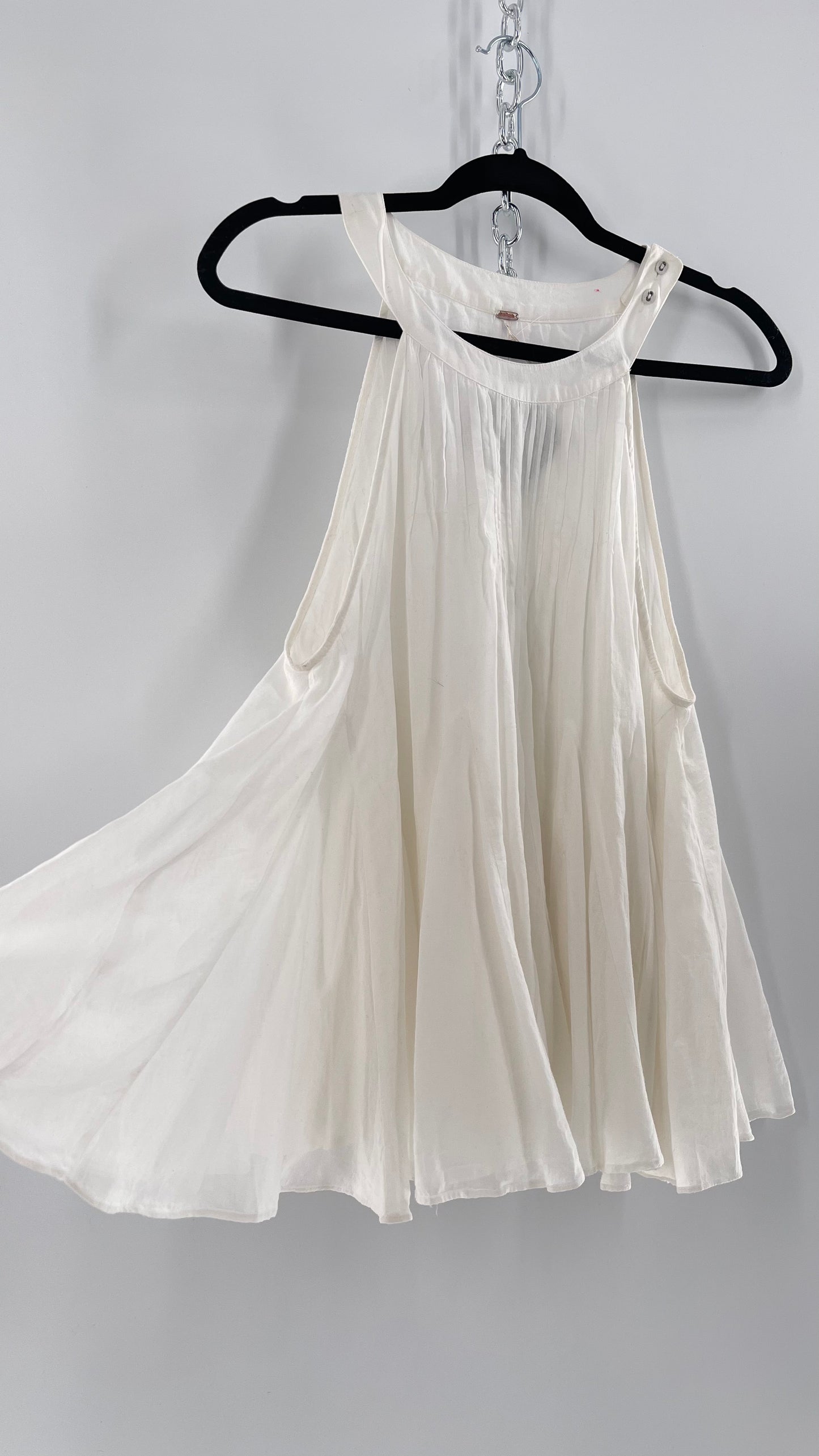 Free People White Pleated Tank (Medium)