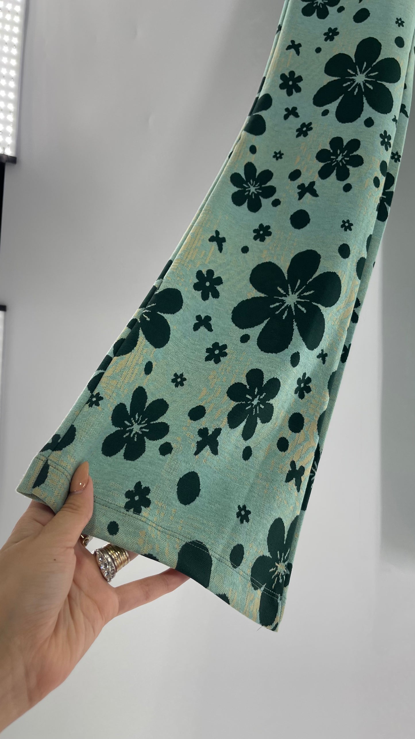 Urban Outfitters Zebra Knit Flares with Floral Overlay (XXS)