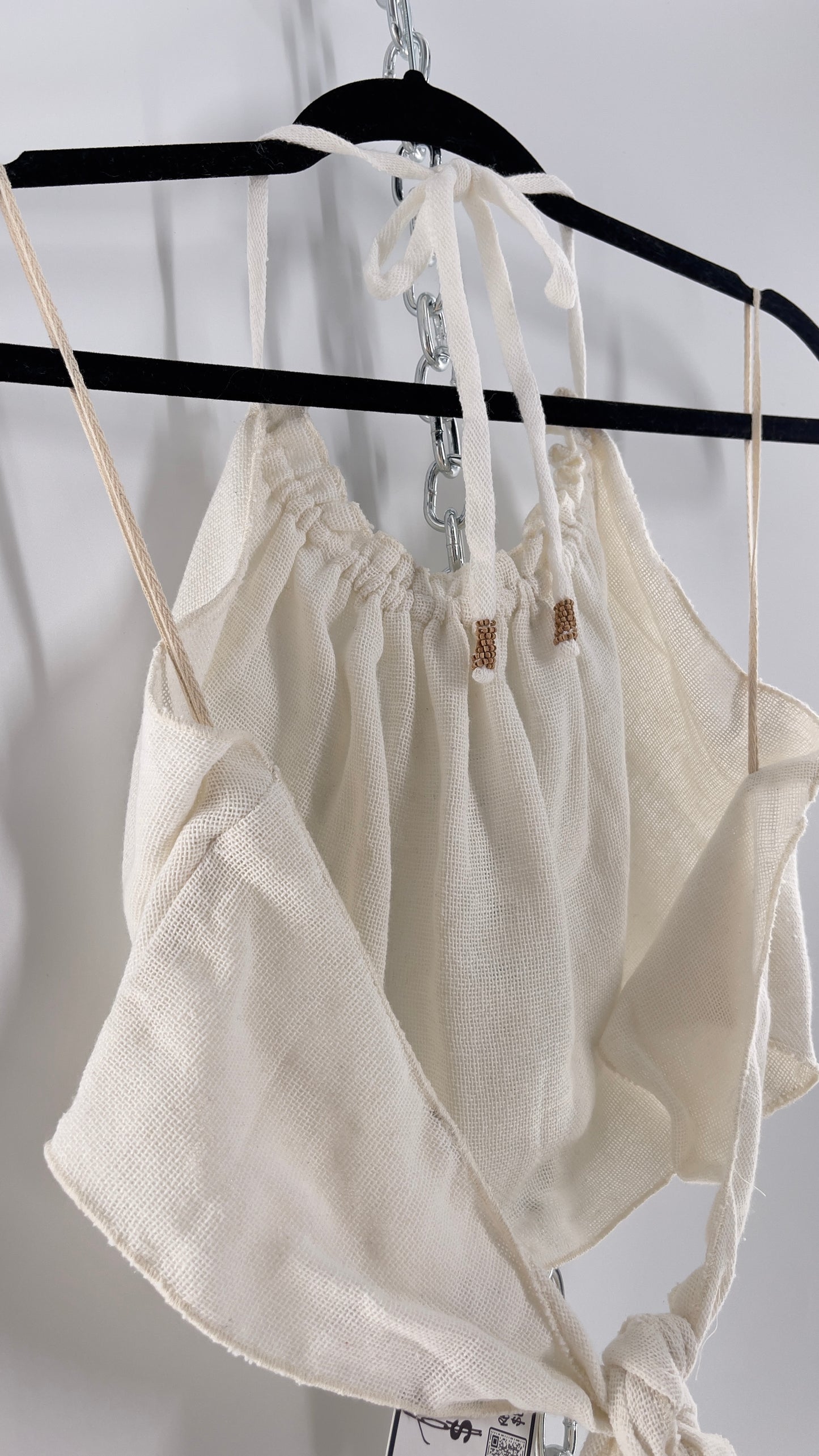 Free People White 100% Cotton Backless Halter (S)