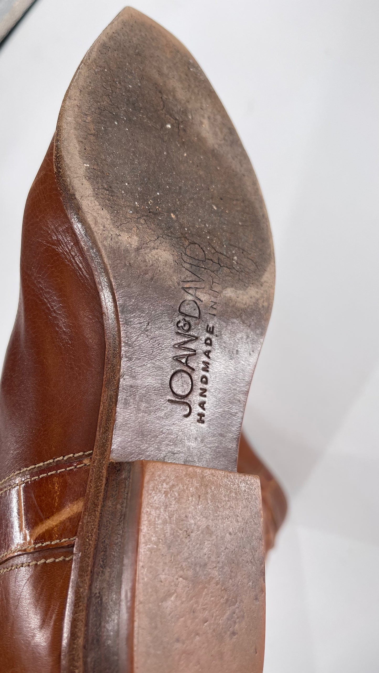 Joan & David Brown Leather Cowboy Snake Print Boots