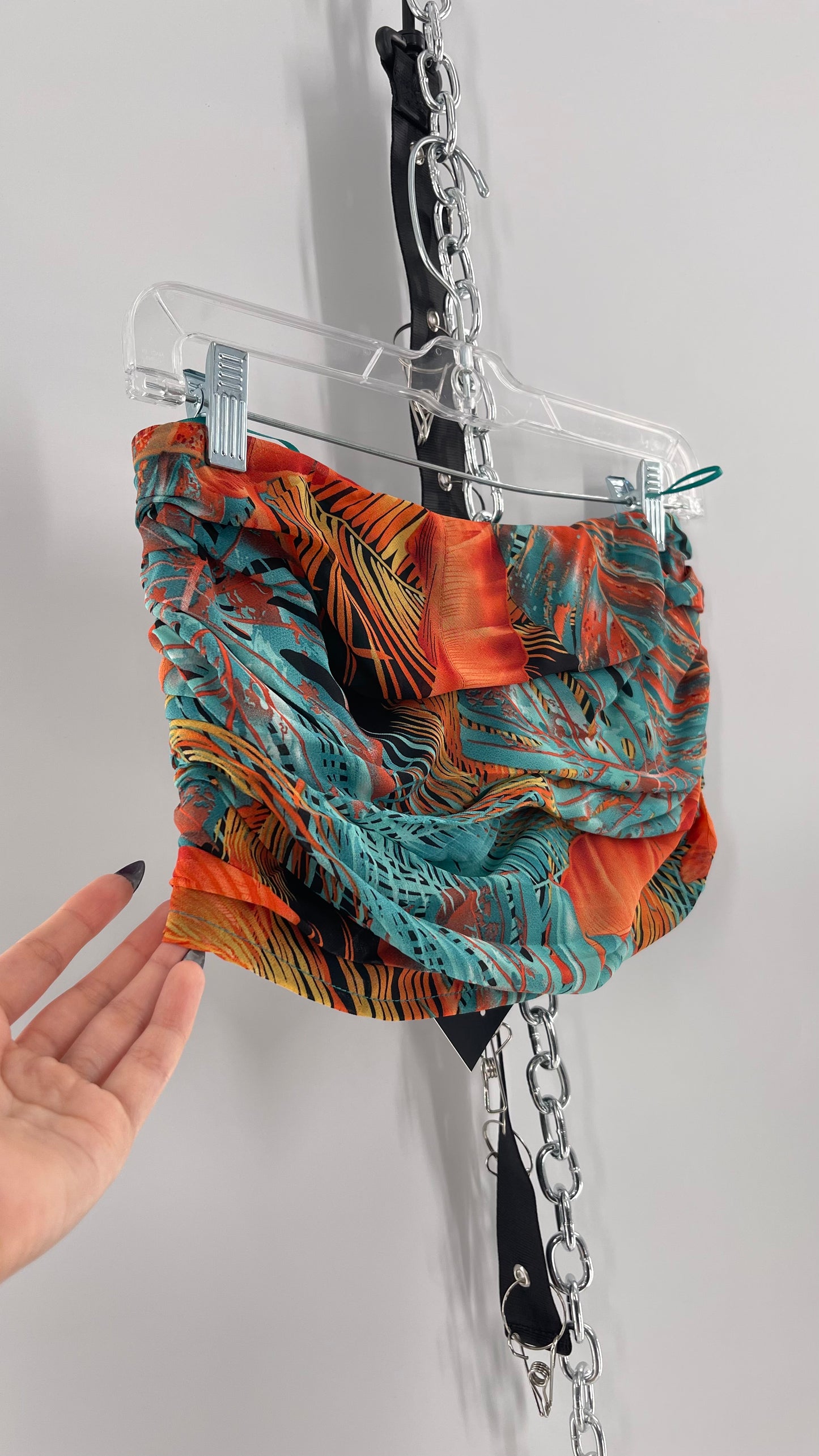 Fashion Nova Tropical Maxi Skirt and Ruched Tube Top Set (Large)